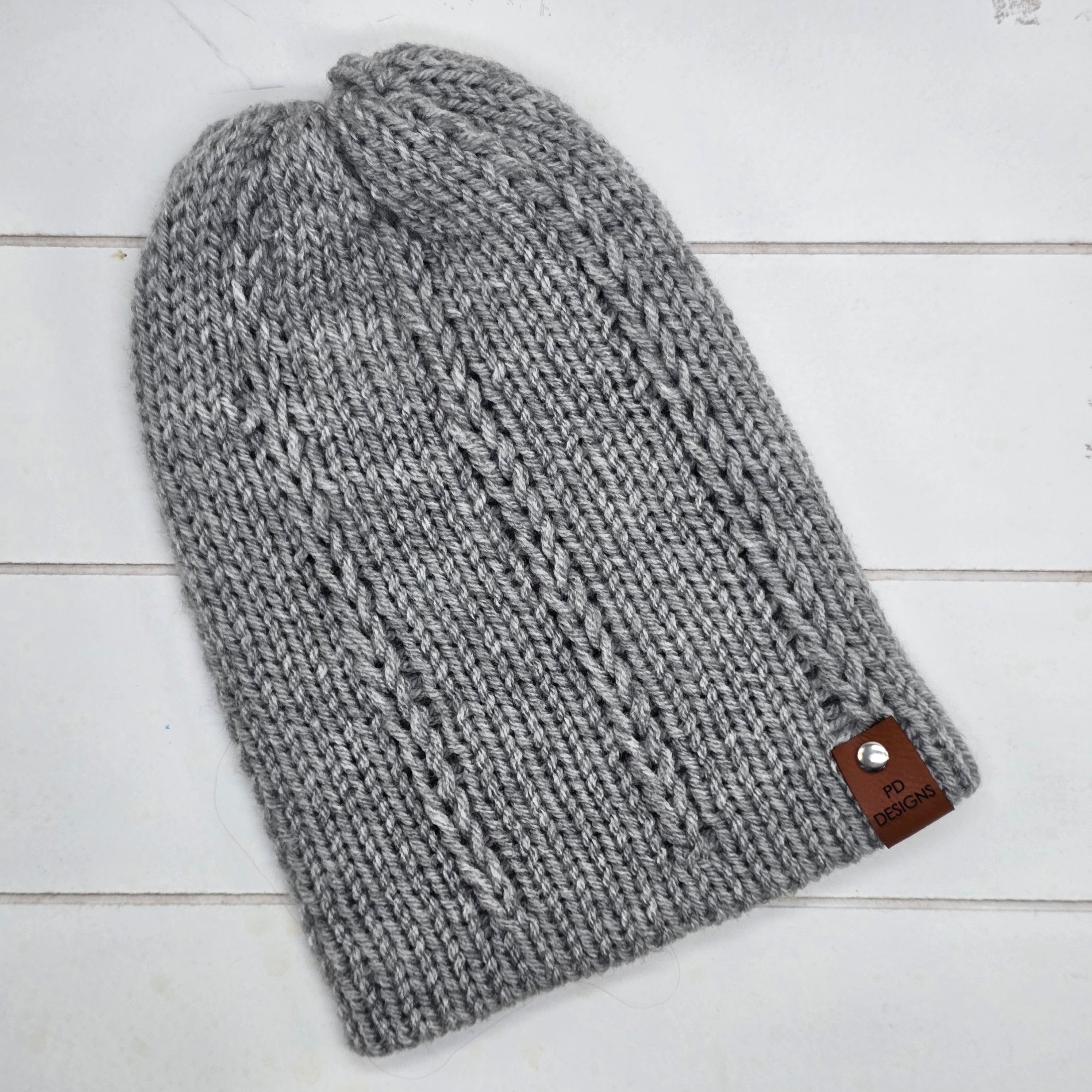 Knit Beanie Grey Braided