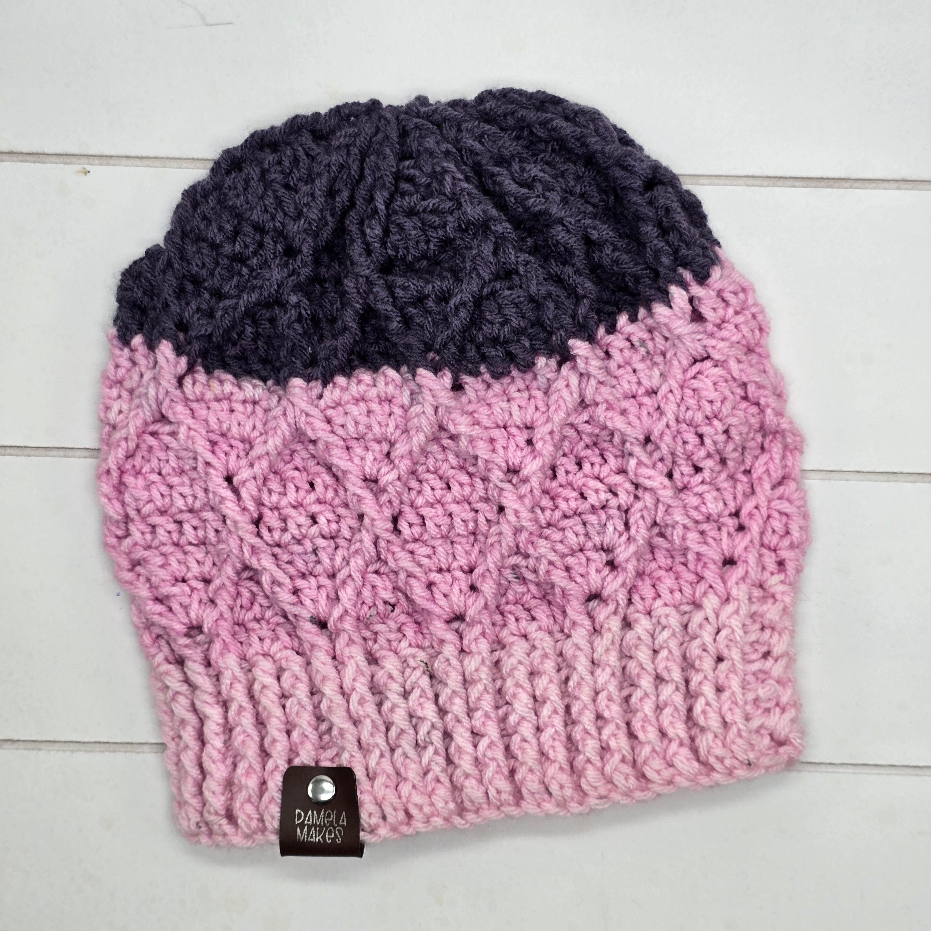 Diamond Cable Hat - Black Raspberry
