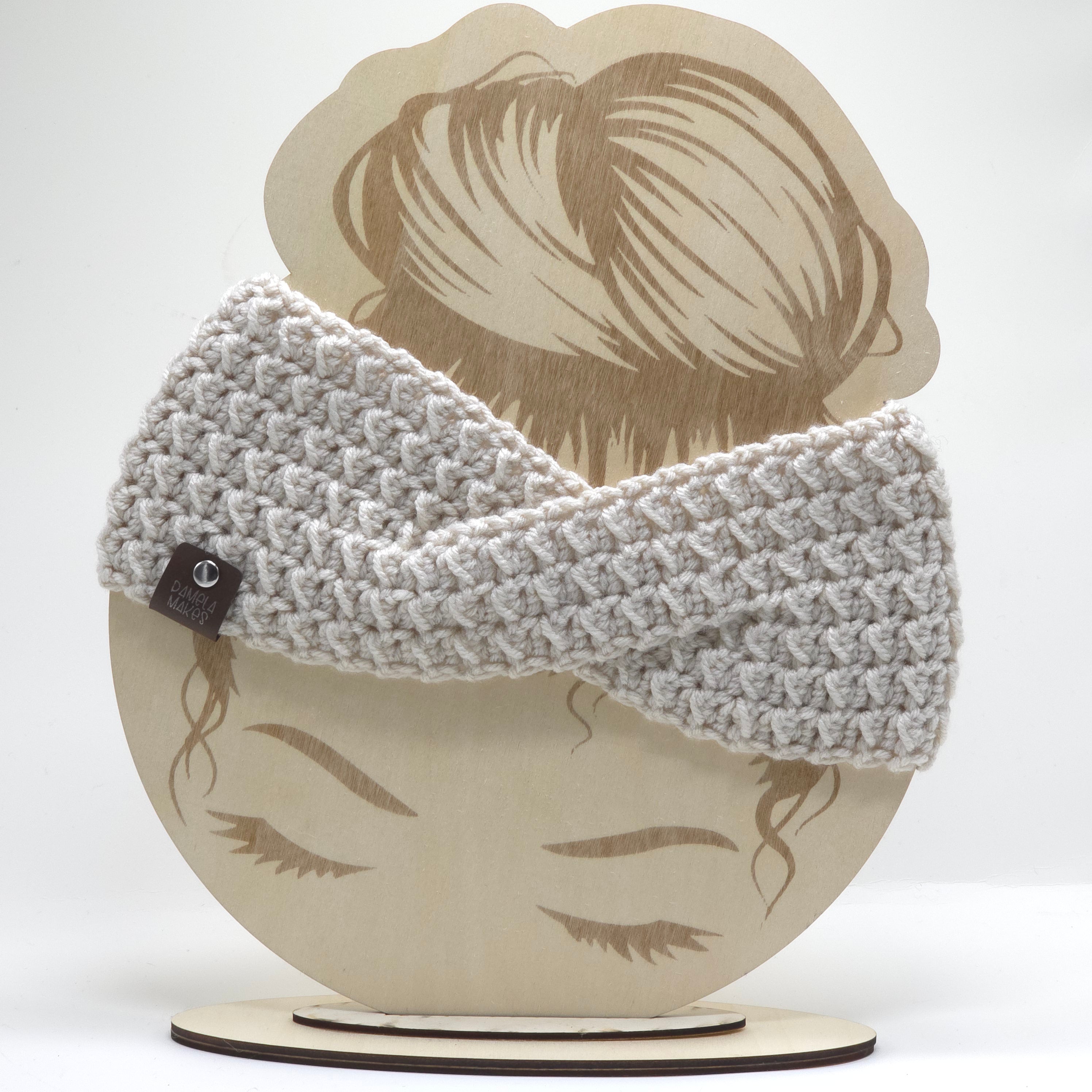 Crochet Headband Earwarmer Textured Cream