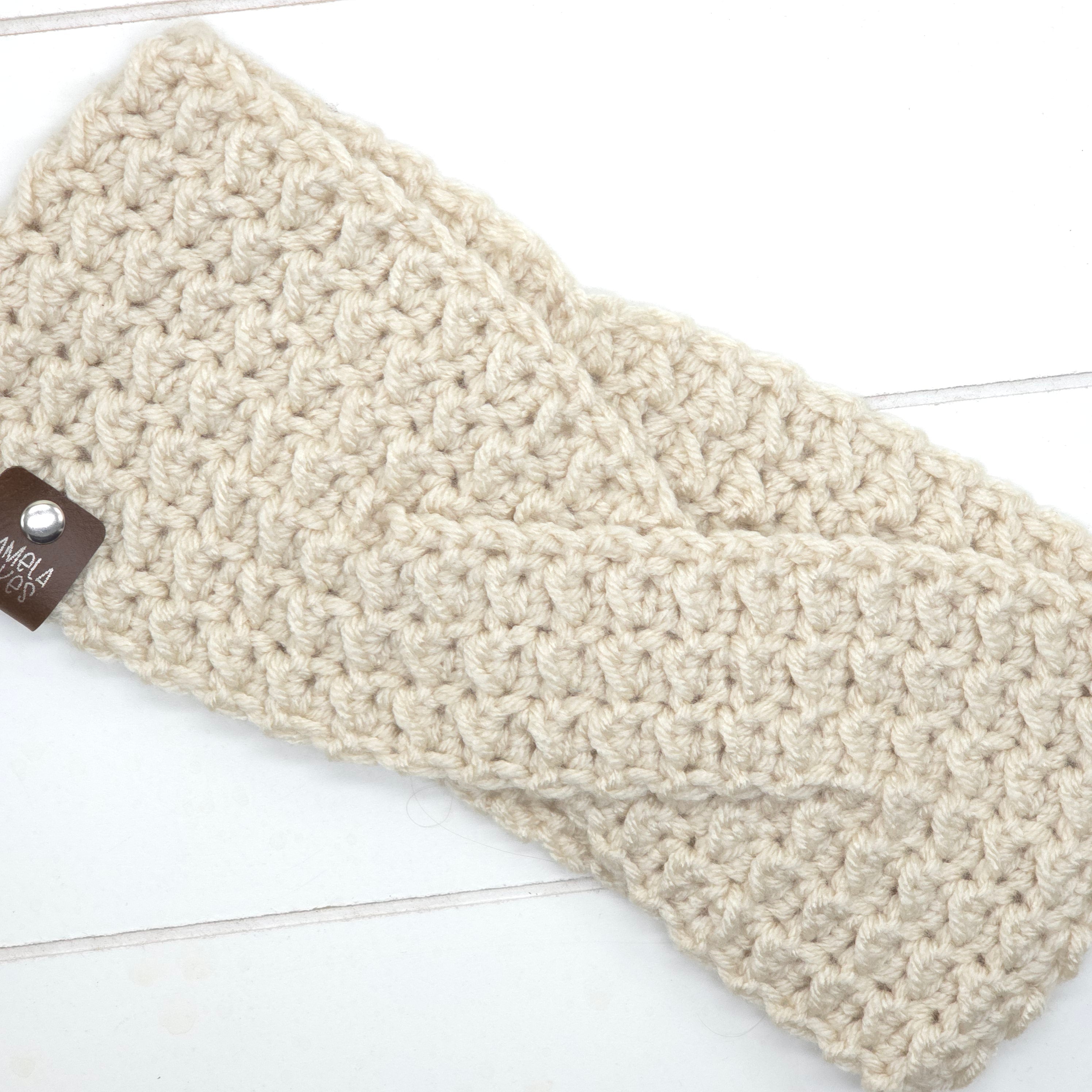 Crochet Headband Earwarmer Textured Cream