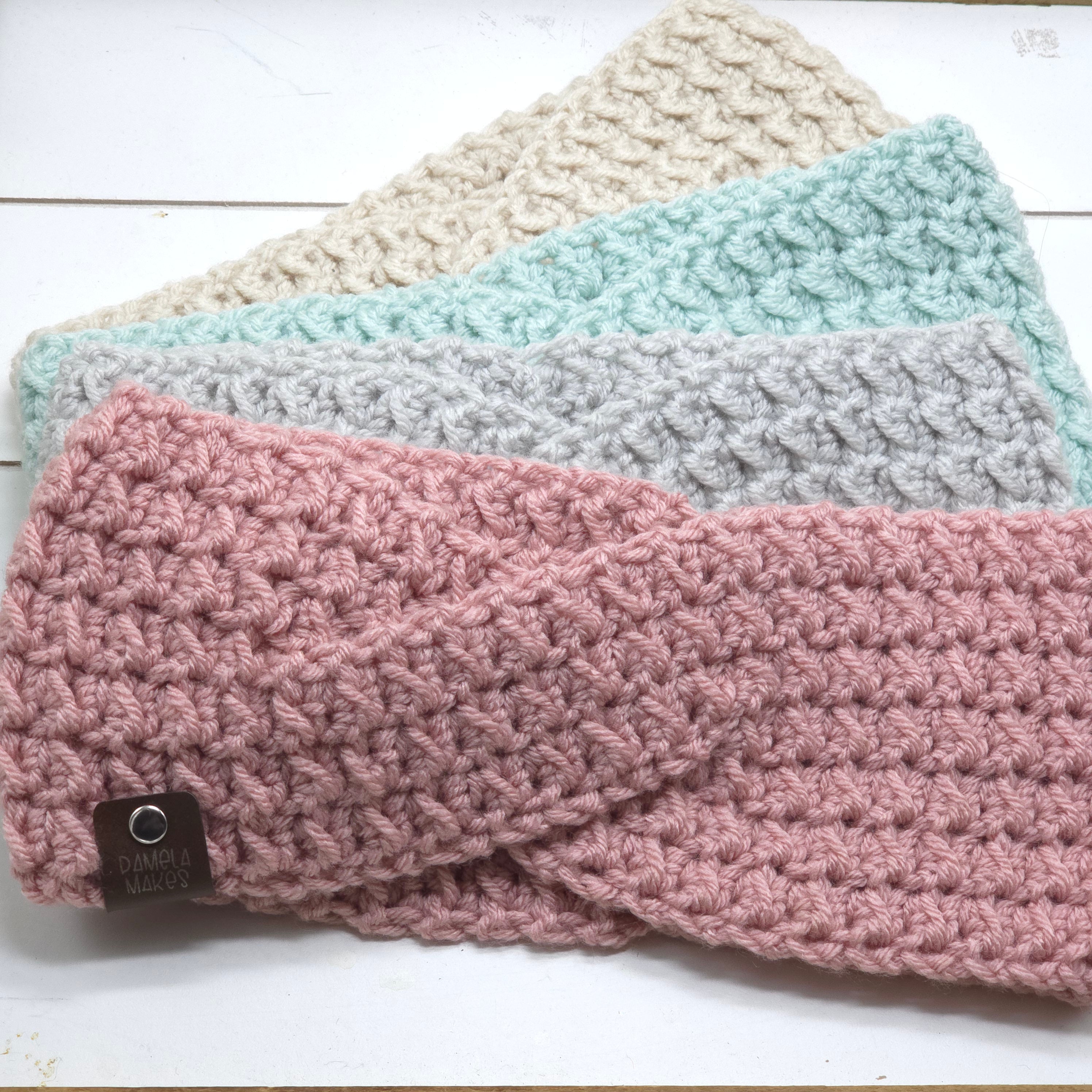 Crochet Headband Earwarmer Textured Light Grey