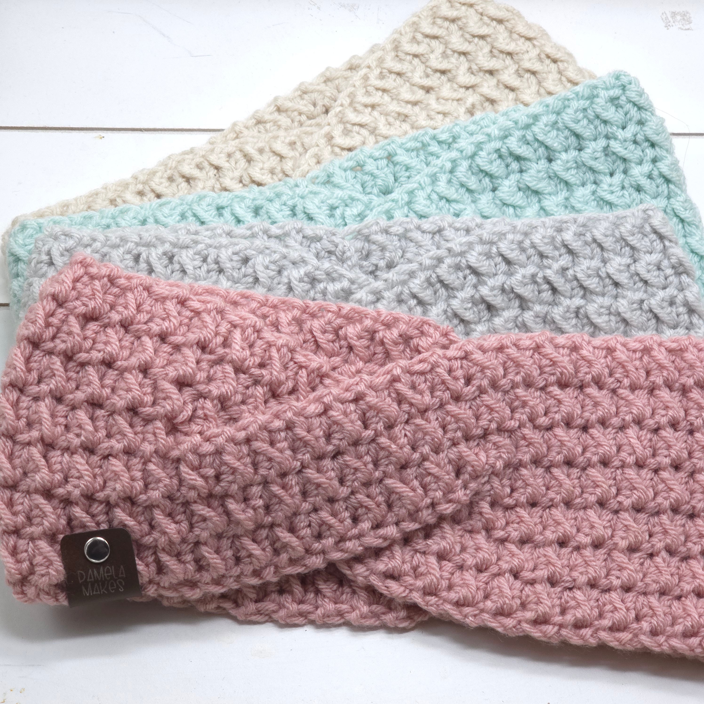 Crochet Headband Earwarmer Textured Light Blue