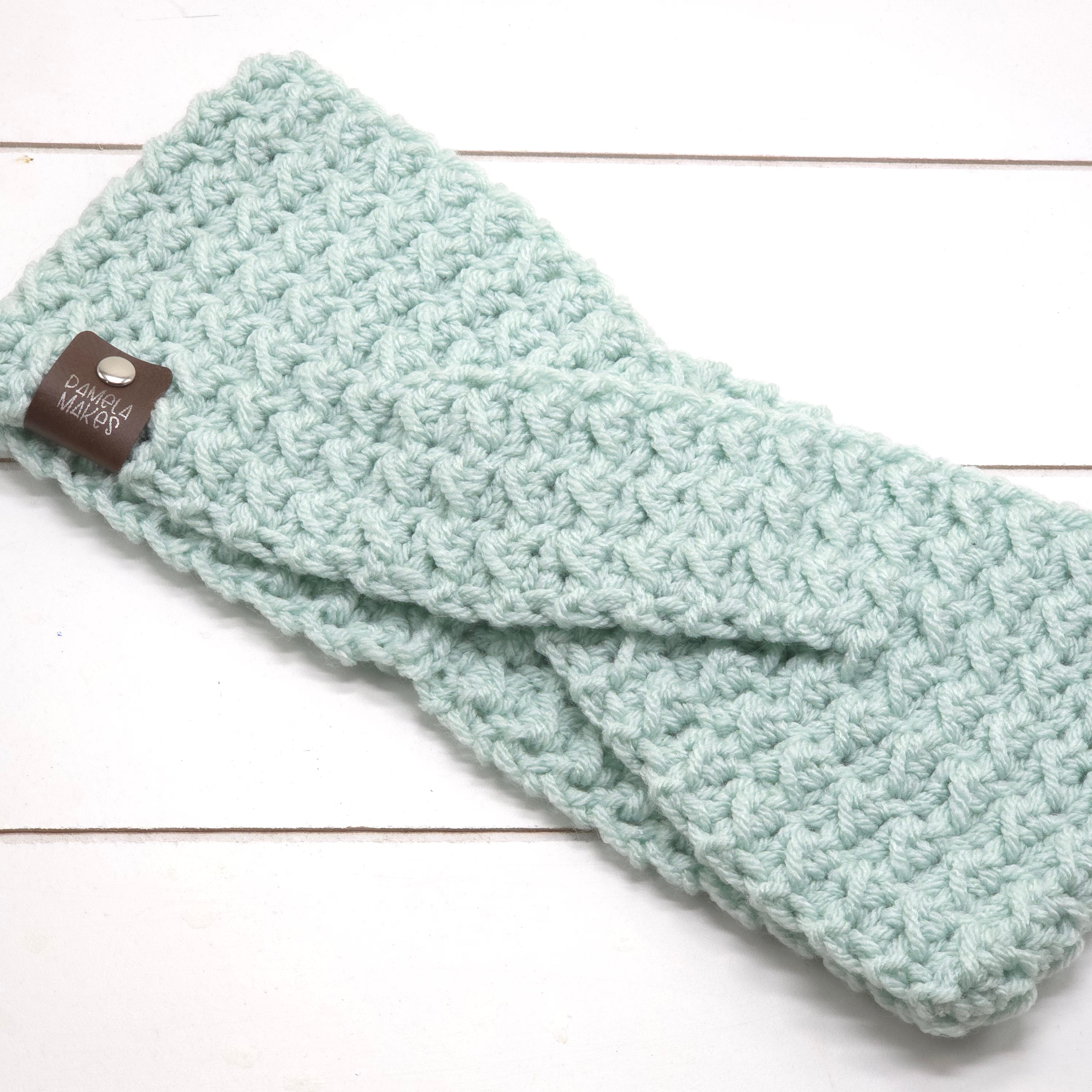 Crochet Headband Earwarmer Textured Light Blue