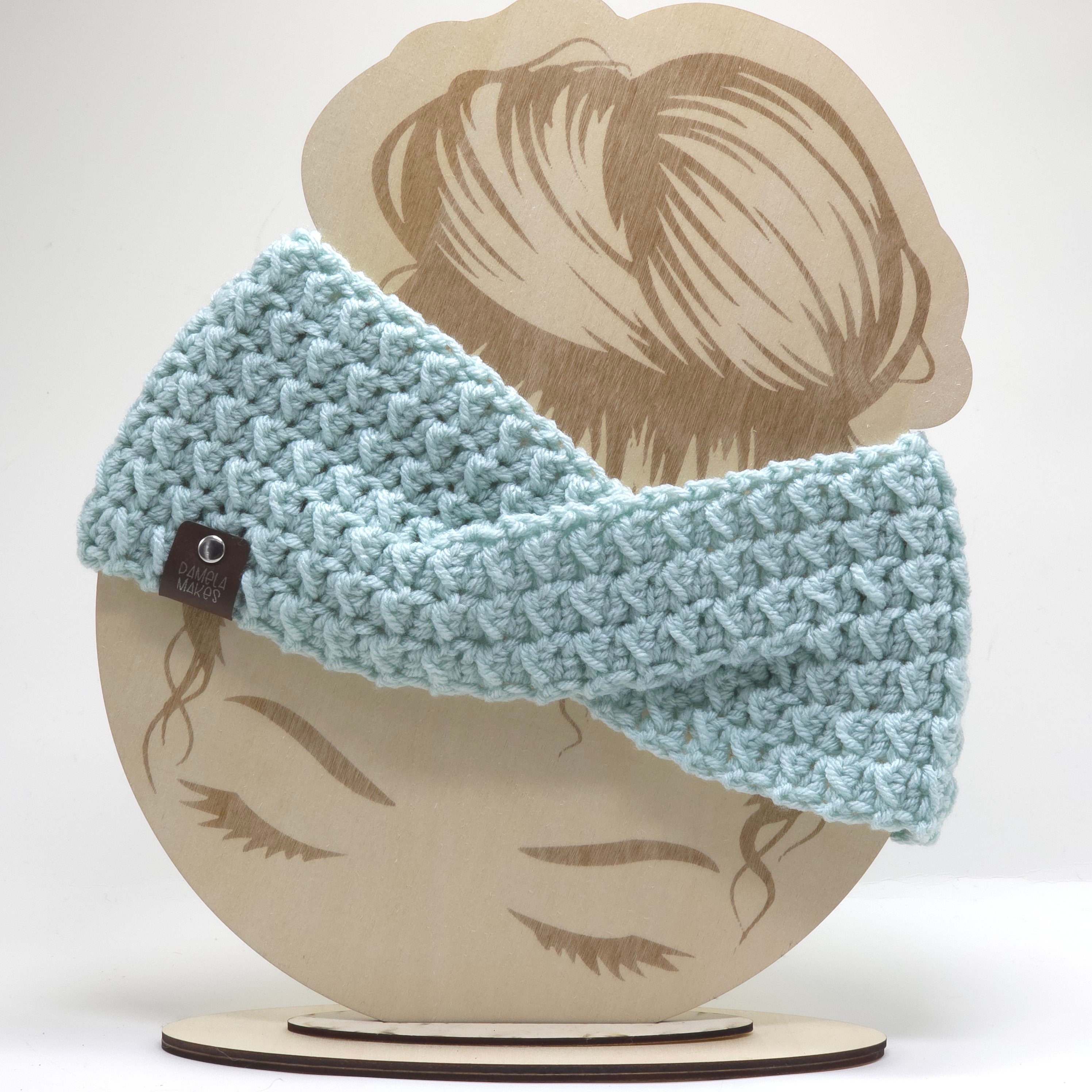 Crochet Headband Earwarmer Textured Light Blue