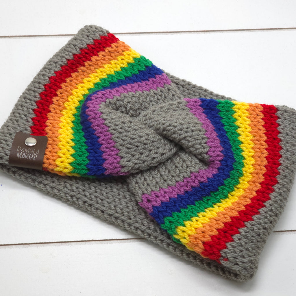 Knit Headband Rainbow Storm