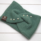 Knit Headband Teal w/ Pearls