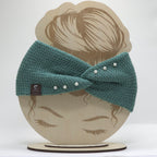 Knit Headband Teal w/ Pearls