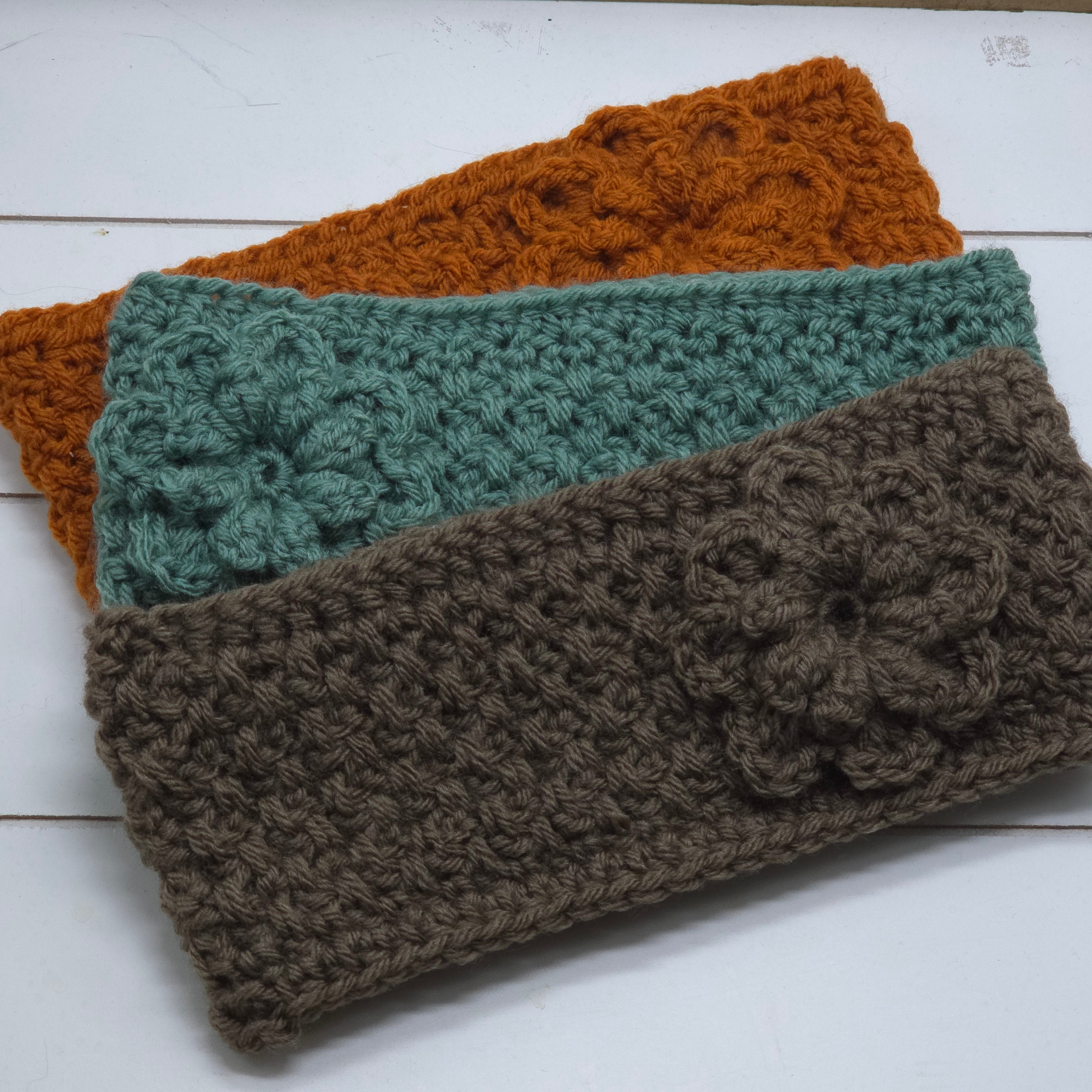 Crochet Headband w/ flower Rust