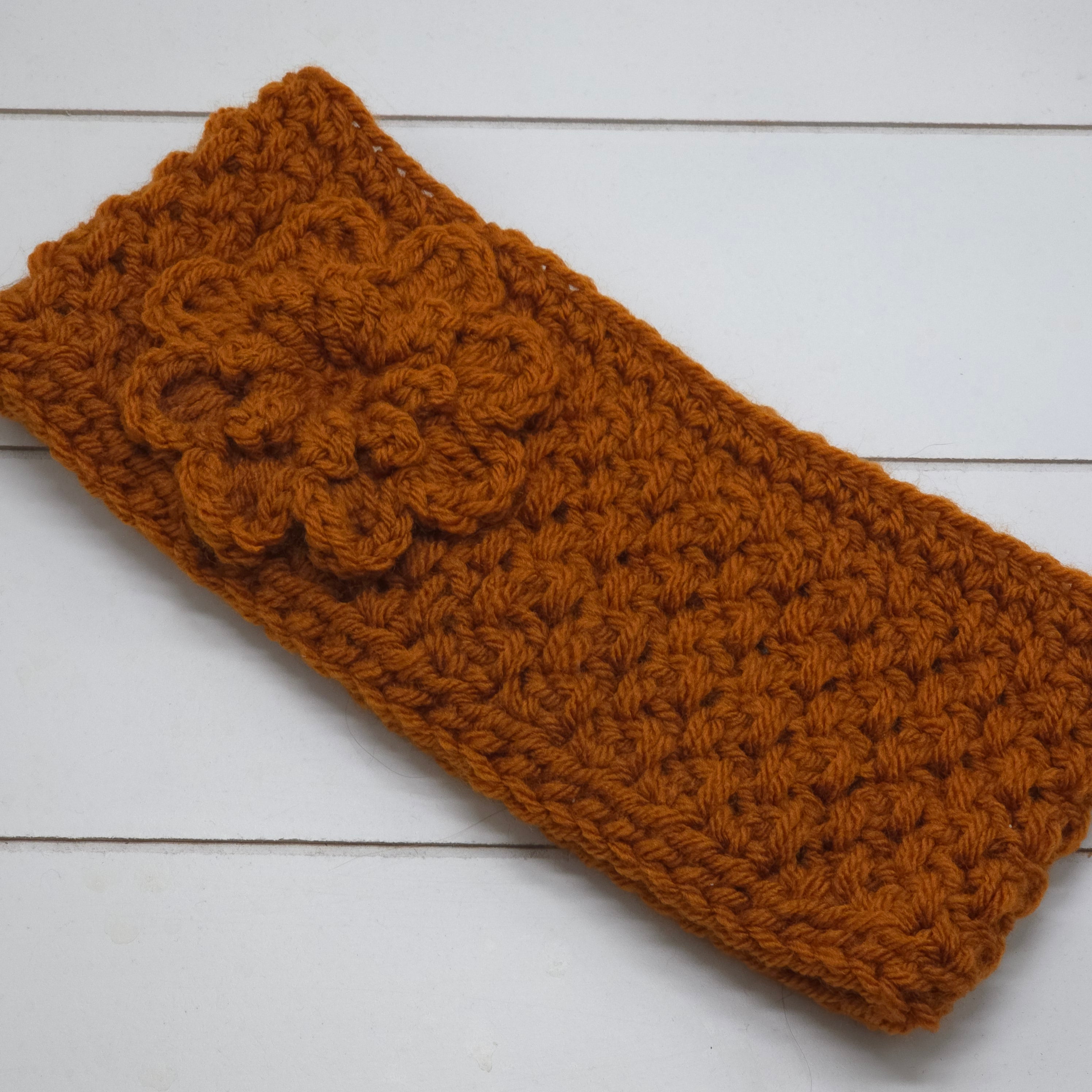 Crochet Headband w/ flower Rust