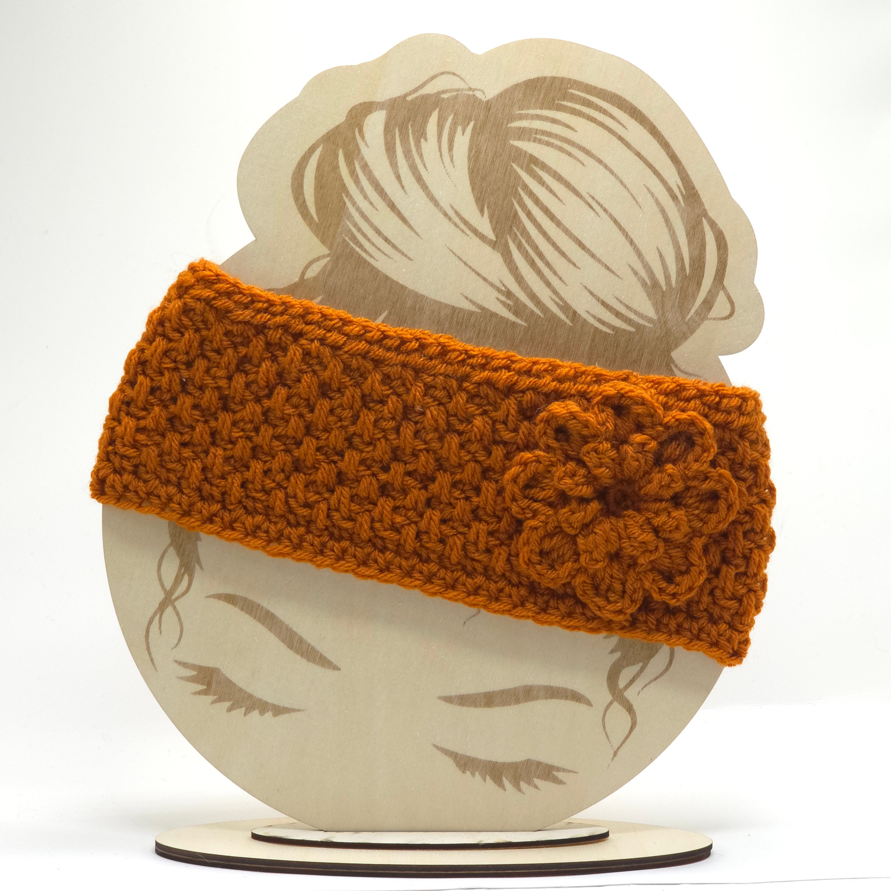 Crochet Headband w/ flower Rust