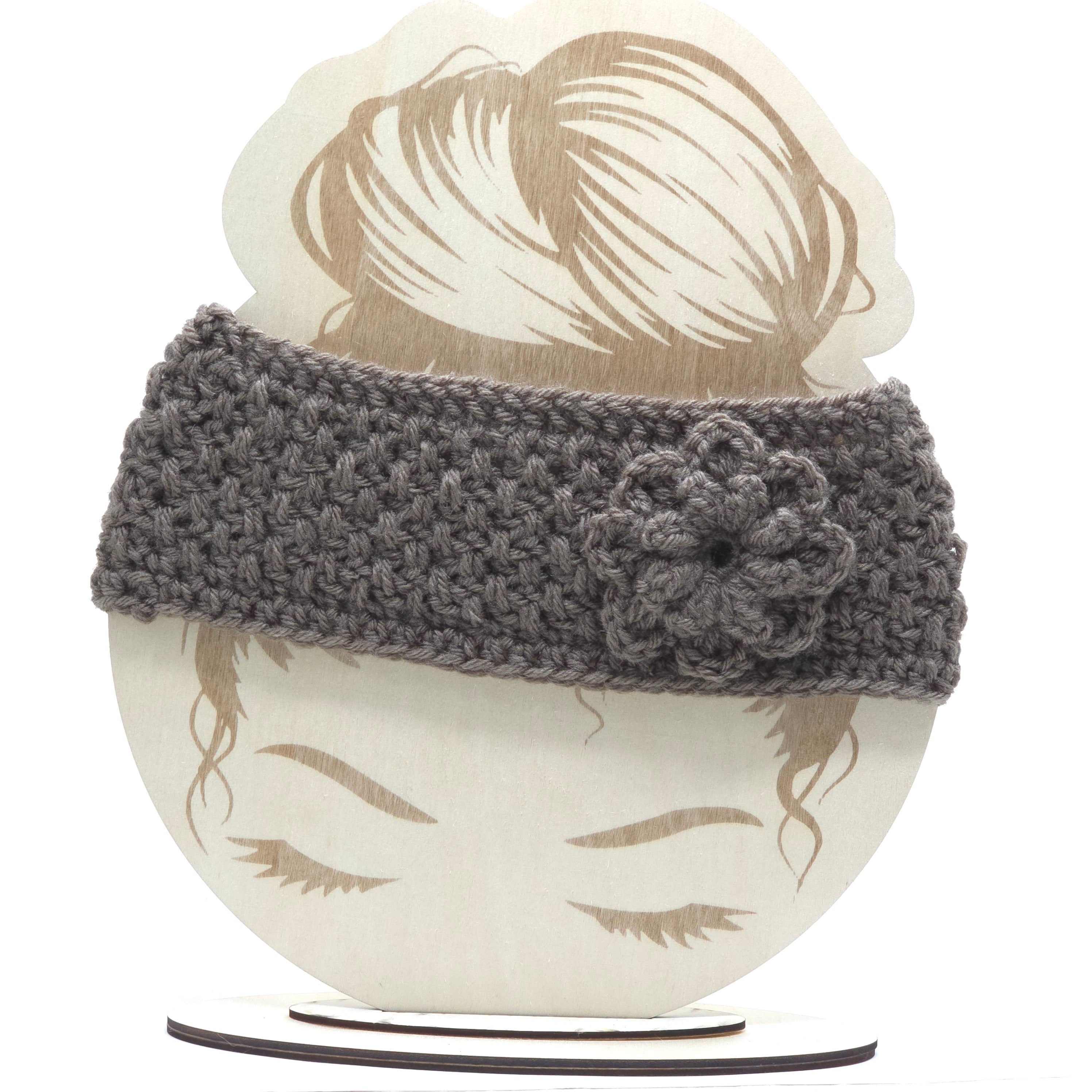 Crochet Headband w/ flower Coffee