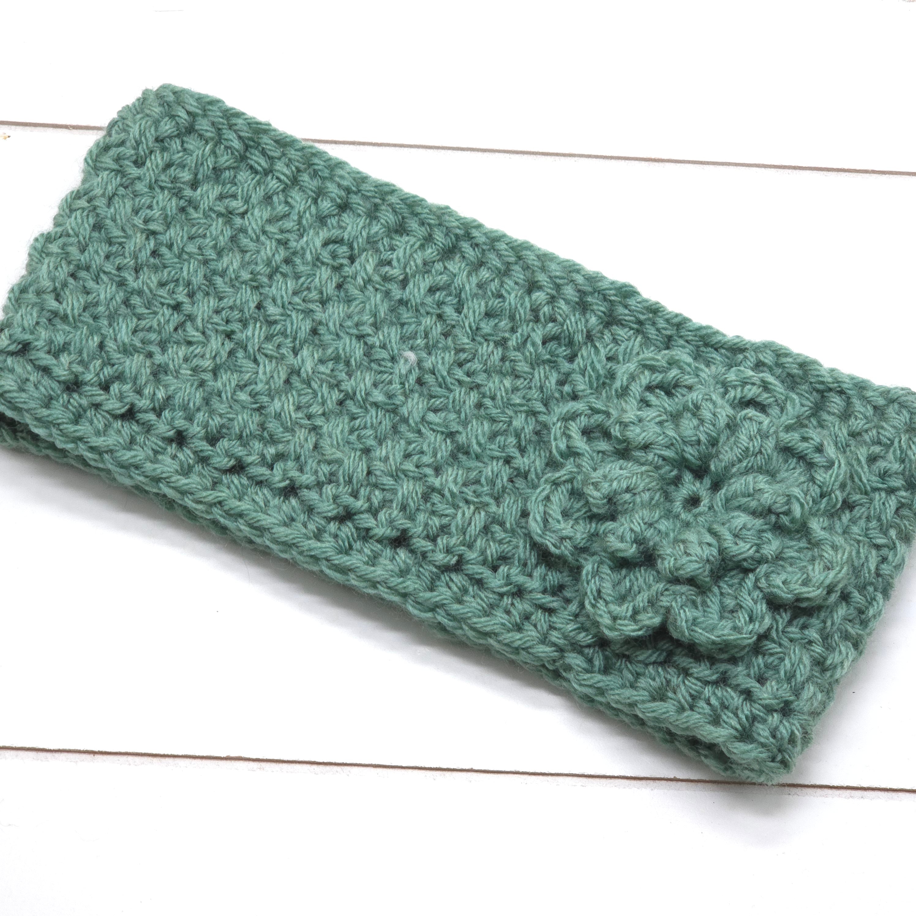 Crochet Headband w/ flower Teal