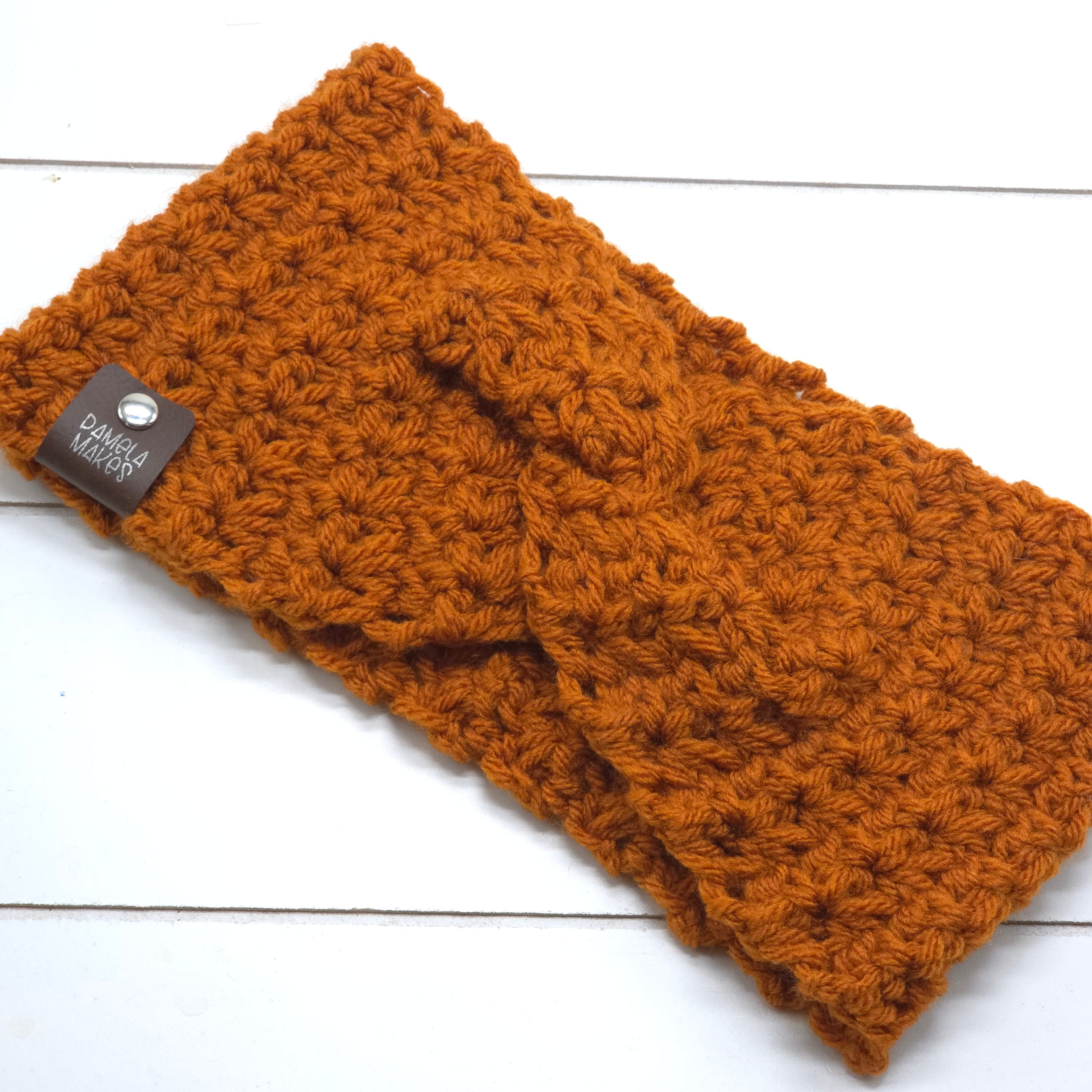 Crochet Headband Earwarmer Textured Rust