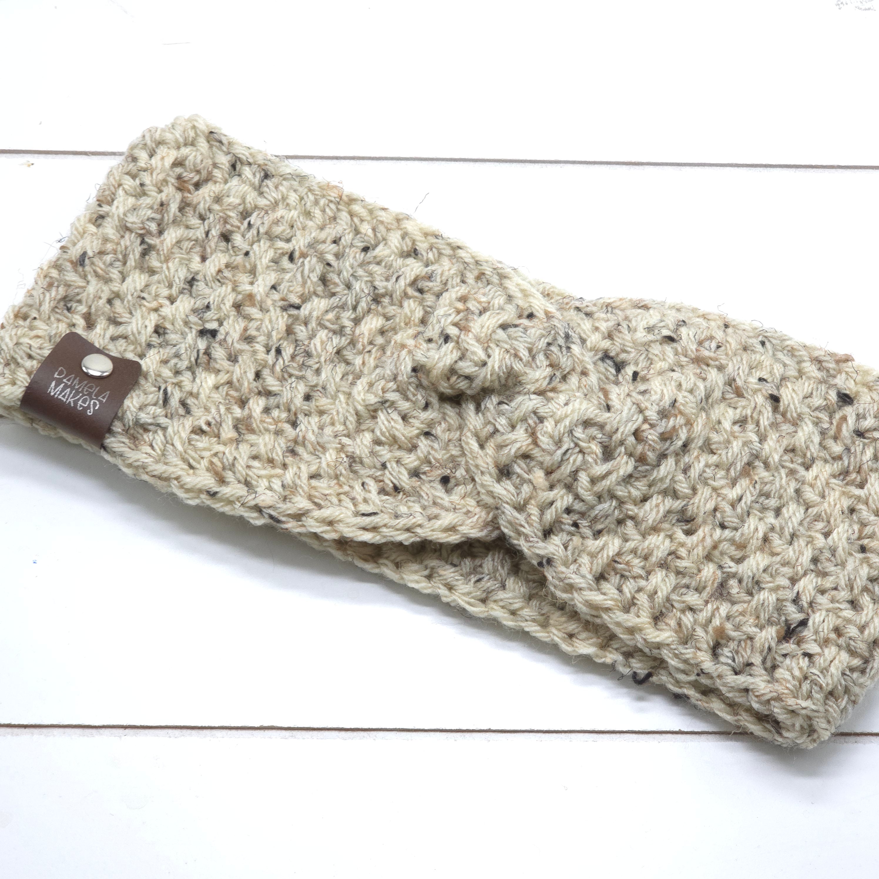 Crochet Headband Earwarmer Textured Oatmeal