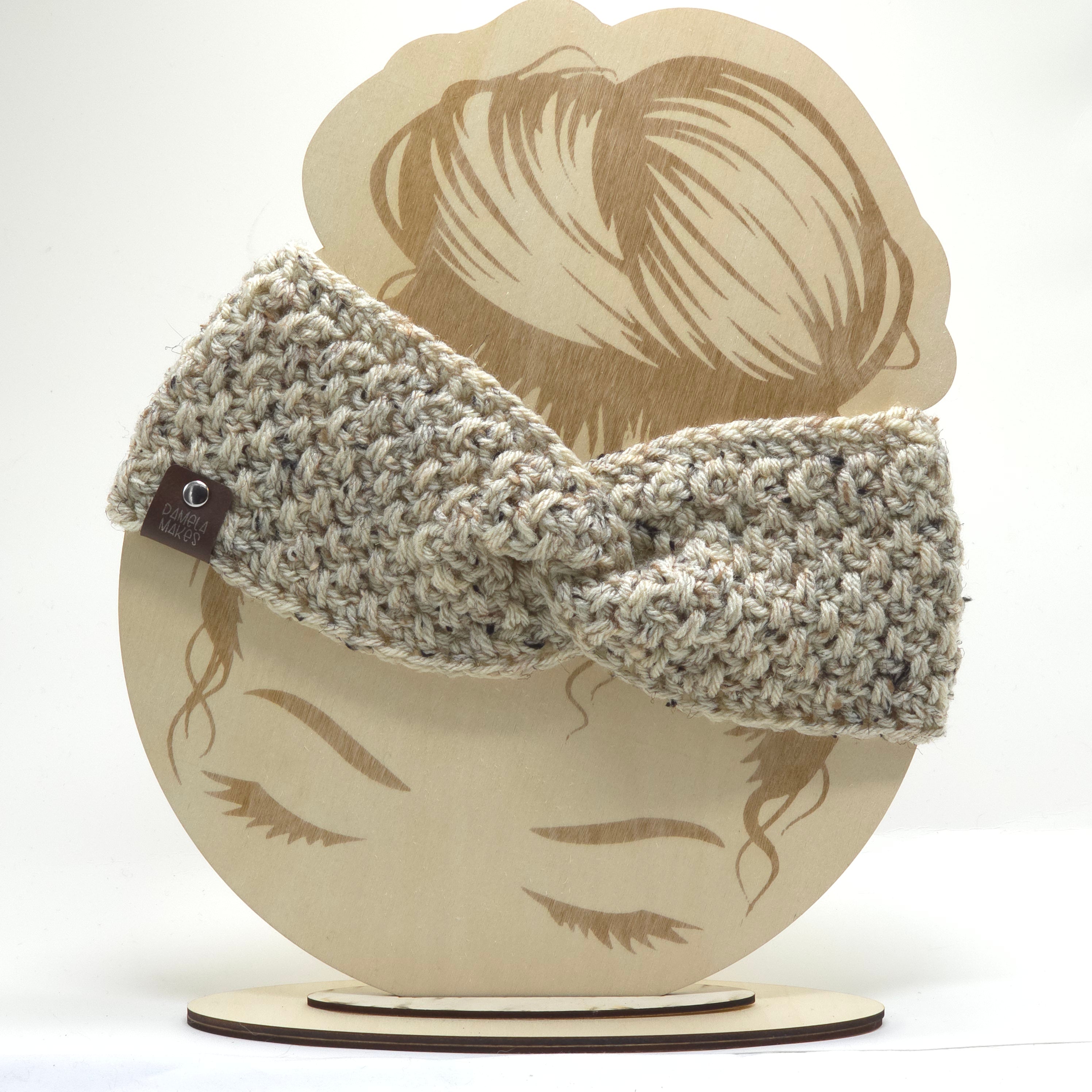 Crochet Headband Earwarmer Textured Oatmeal