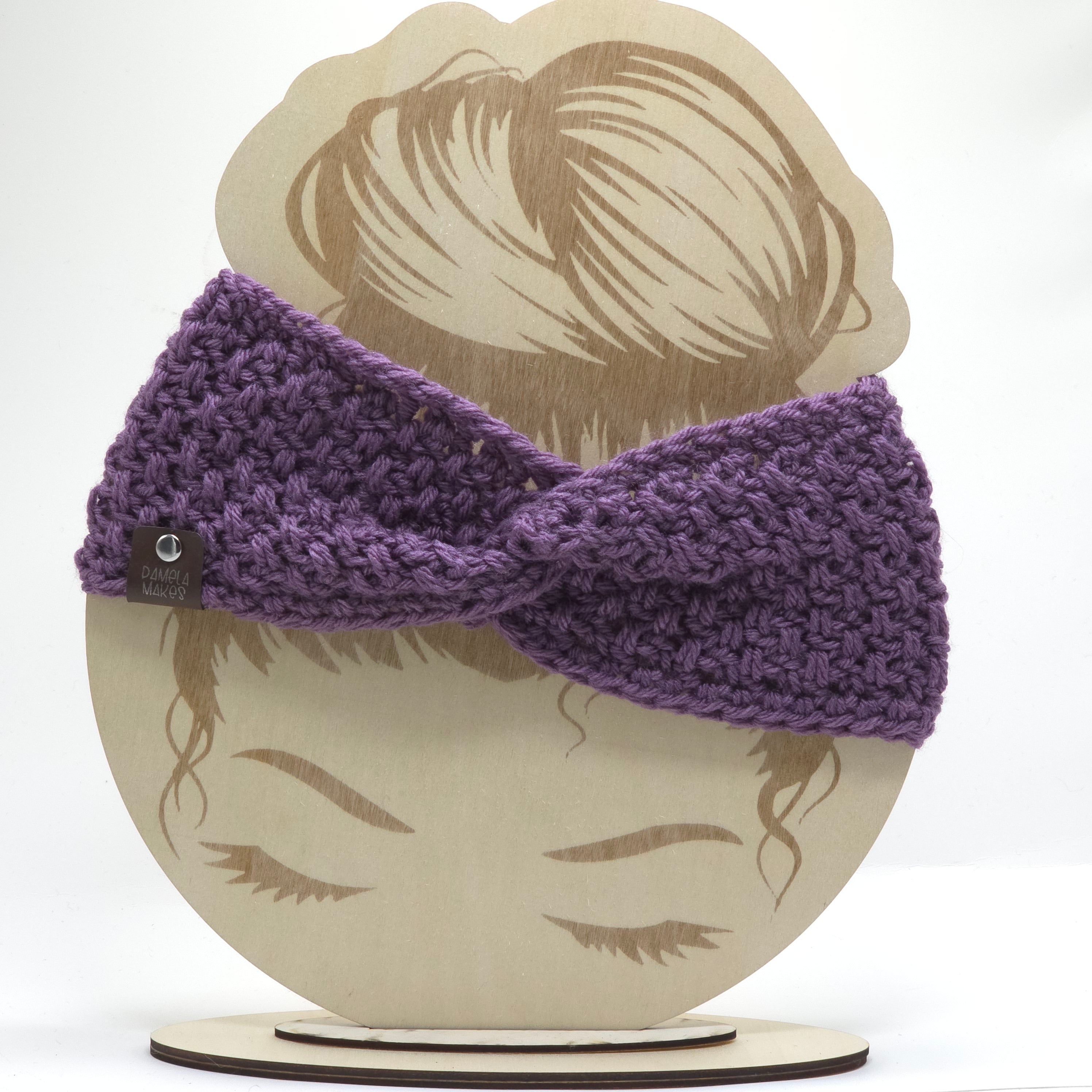 Crochet Headband Earwarmer Textured Grape