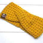 Crochet Headband Earwarmer Textured Mustard