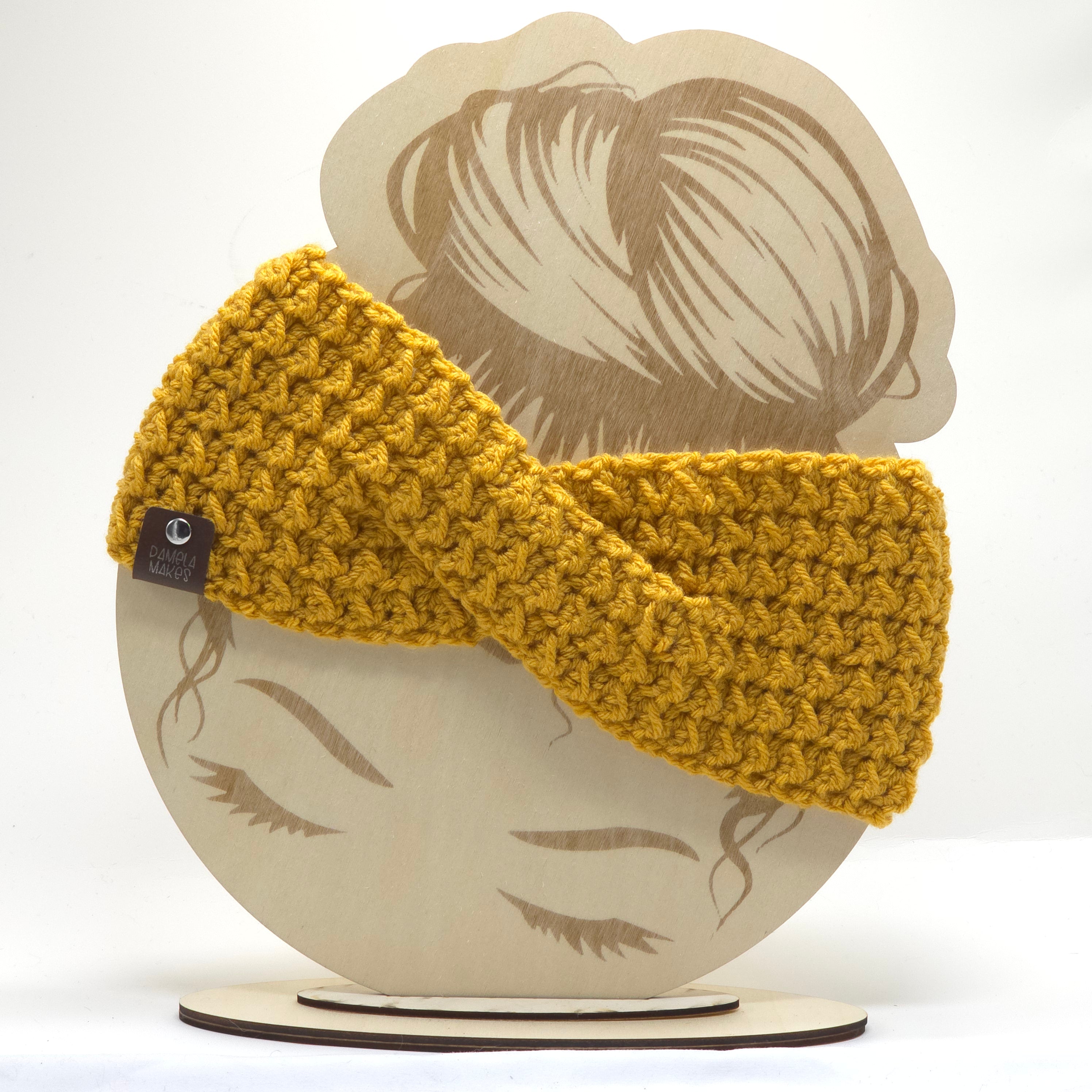 Crochet Headband Earwarmer Textured Mustard