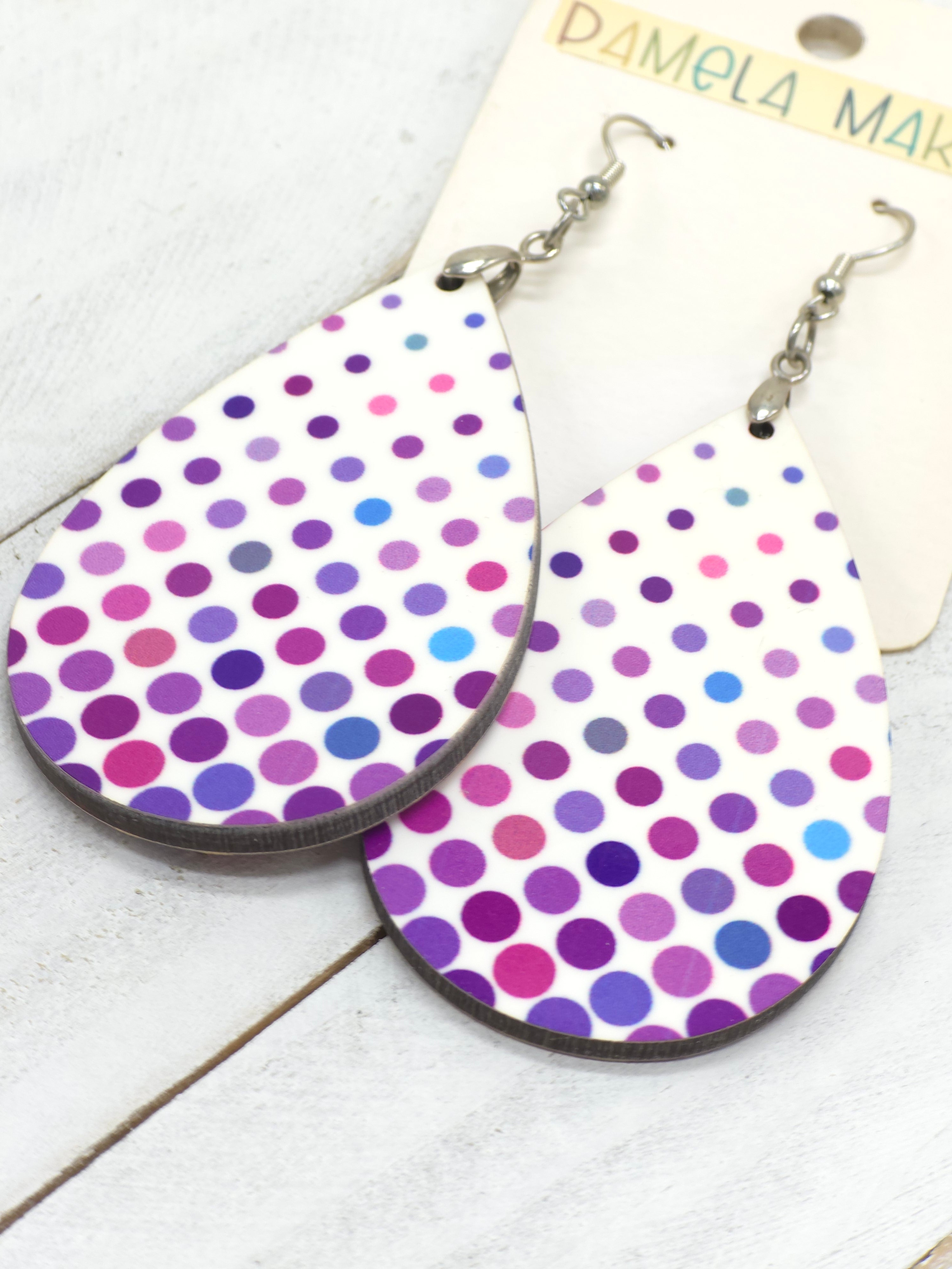 Earrings -Dots Purple