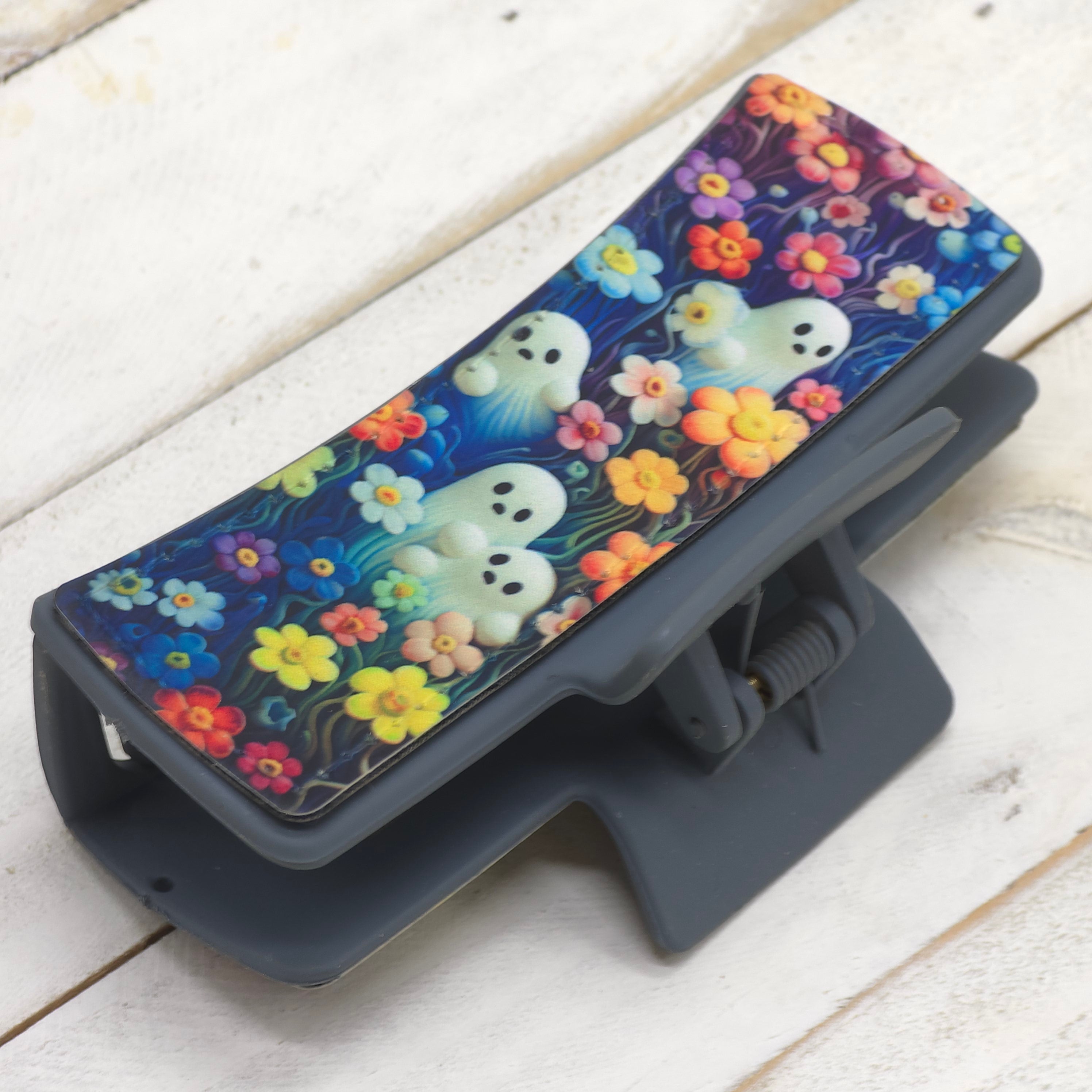 Hair Clip : Ghosts & Flowers