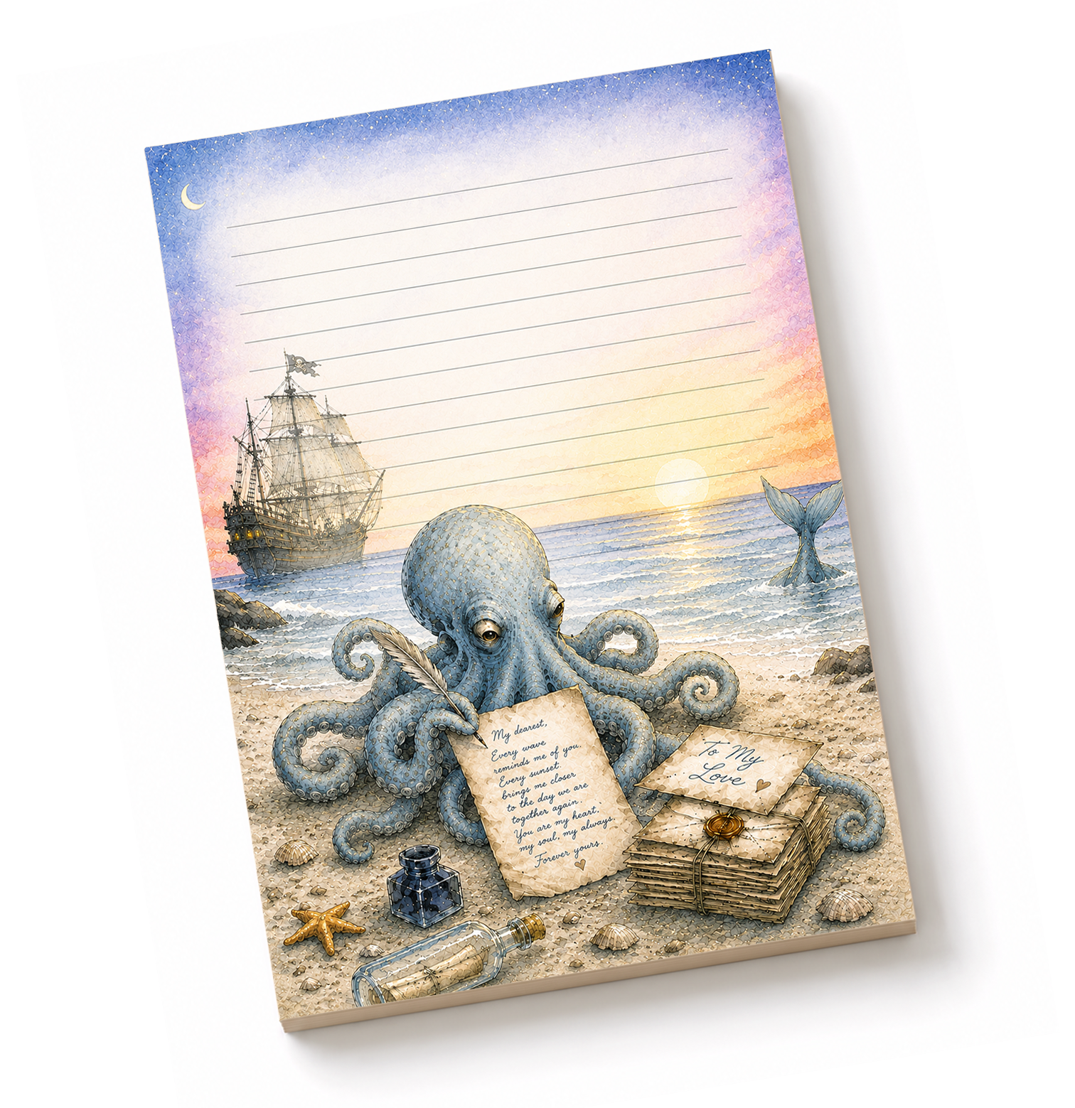 Lovesick Octopus Sunset Desk Pad | 5.5X8.5