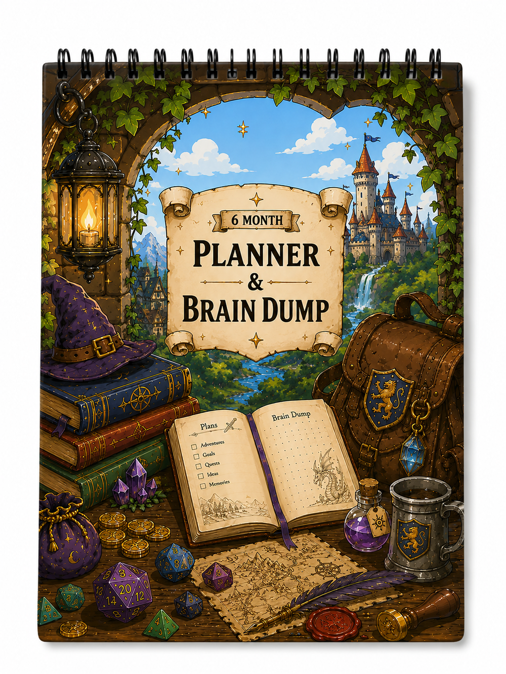 Dragons & Dungeons 6-Month Planner & Brain Dump Journal | 6X9