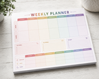 Rainbow Work & Home Weekly Planner Notepad | 11x8.5