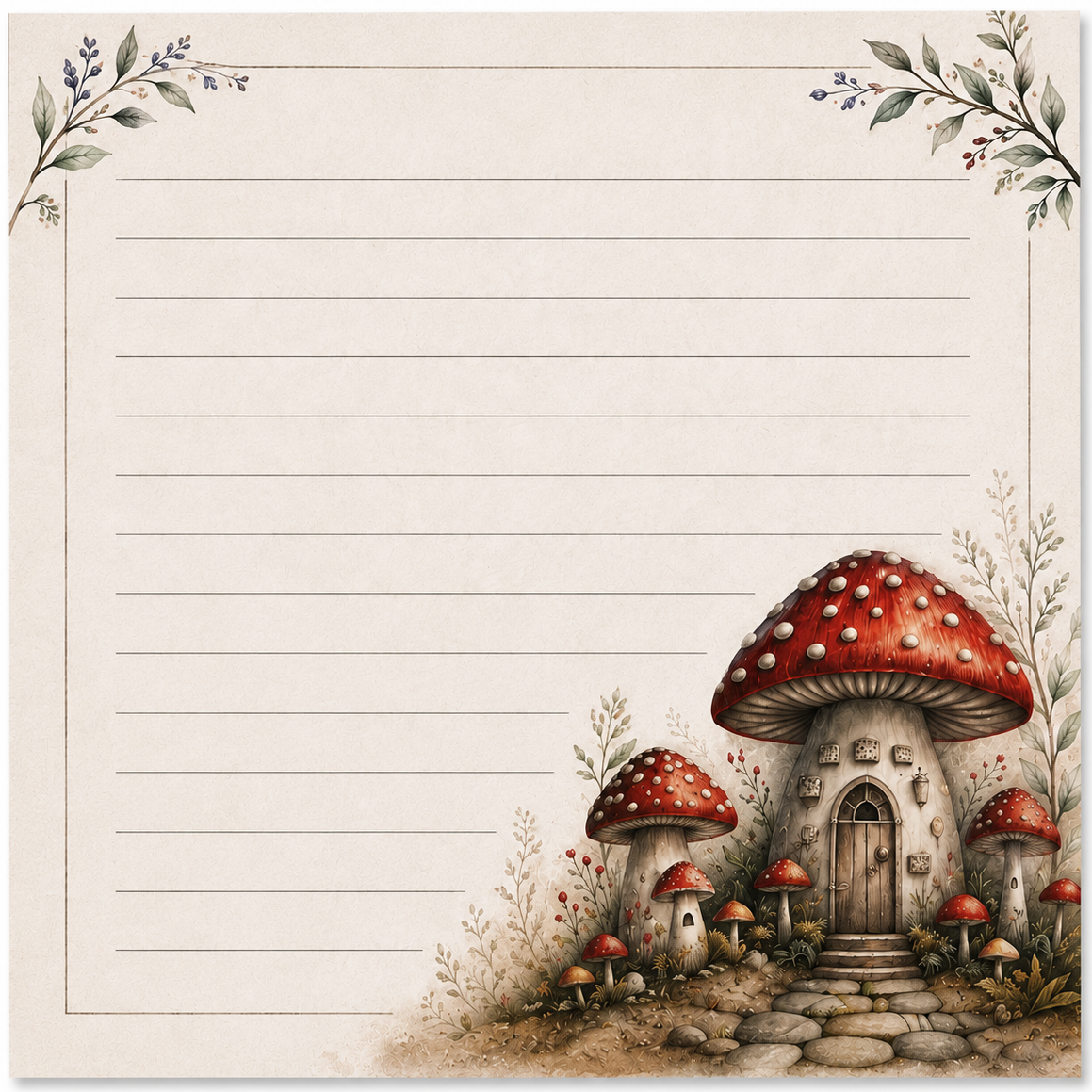 Woodland Mushroom 4x4 Notepad Lined