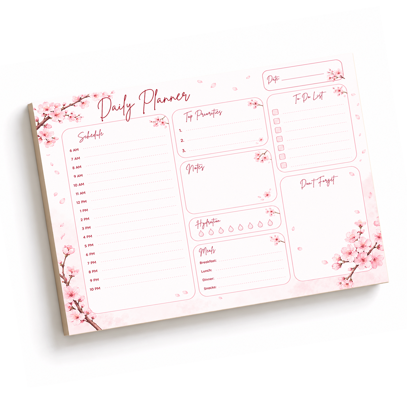 Cherry Blossoms Daily Planner Pad | 8x5