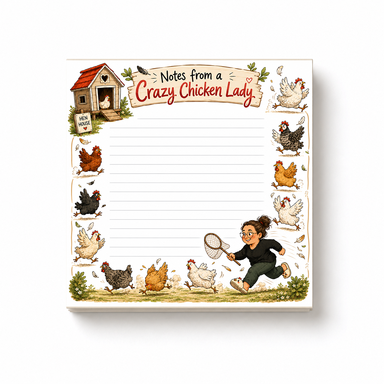 Crazy Chicken Lady Notepad | 4x4