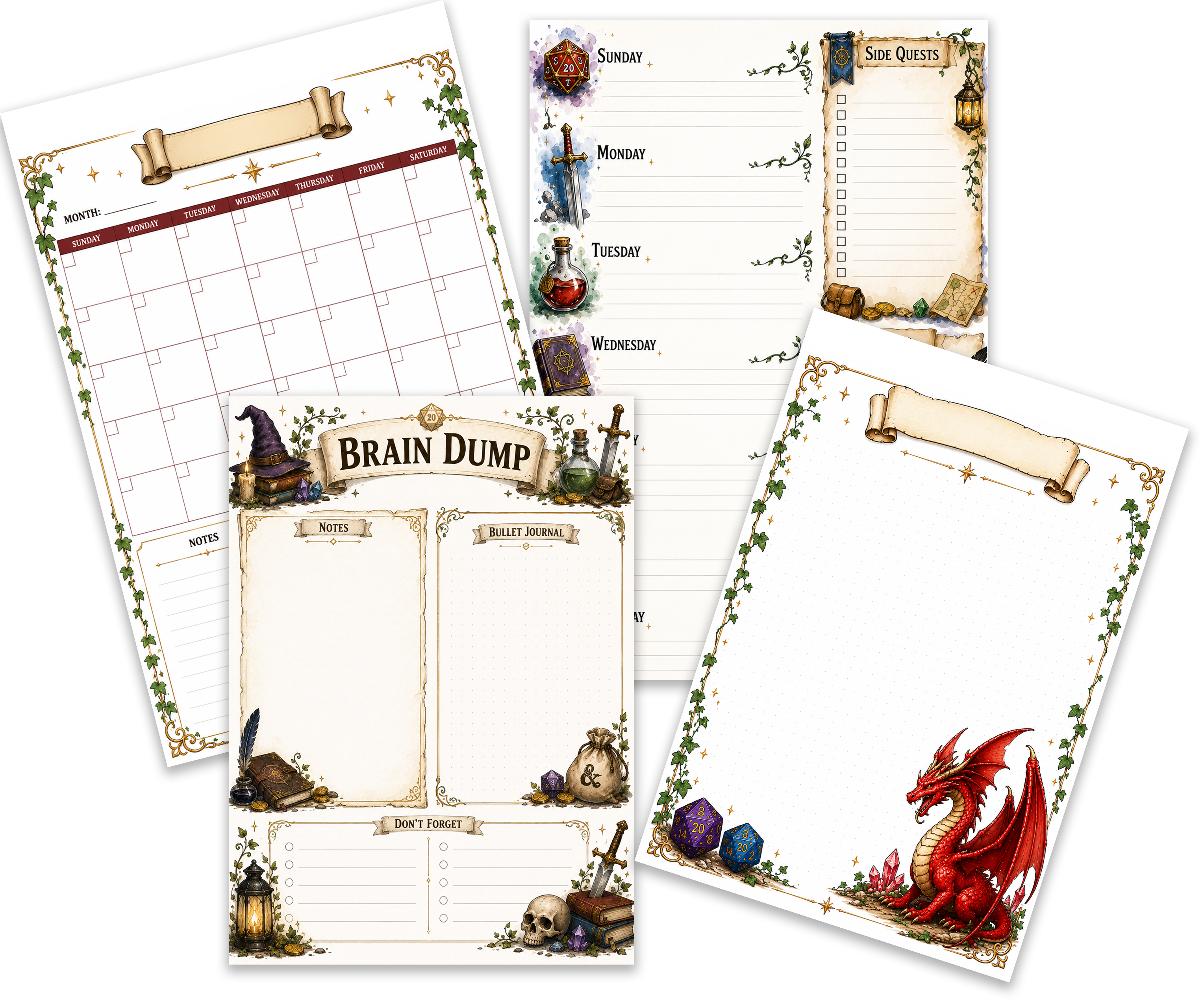 Dragons & Dungeons 6-Month Planner & Brain Dump Journal | 6X9