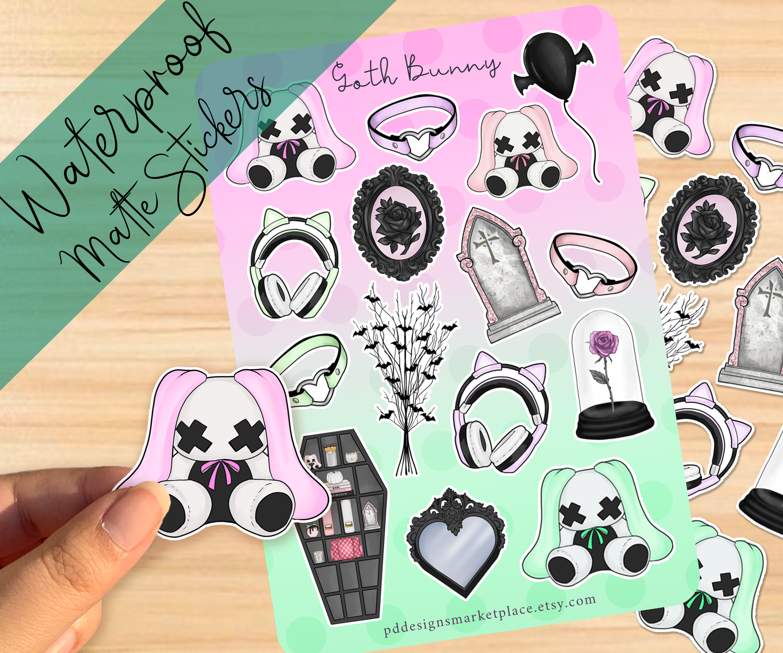 Sticker Sheet Goth Bunny