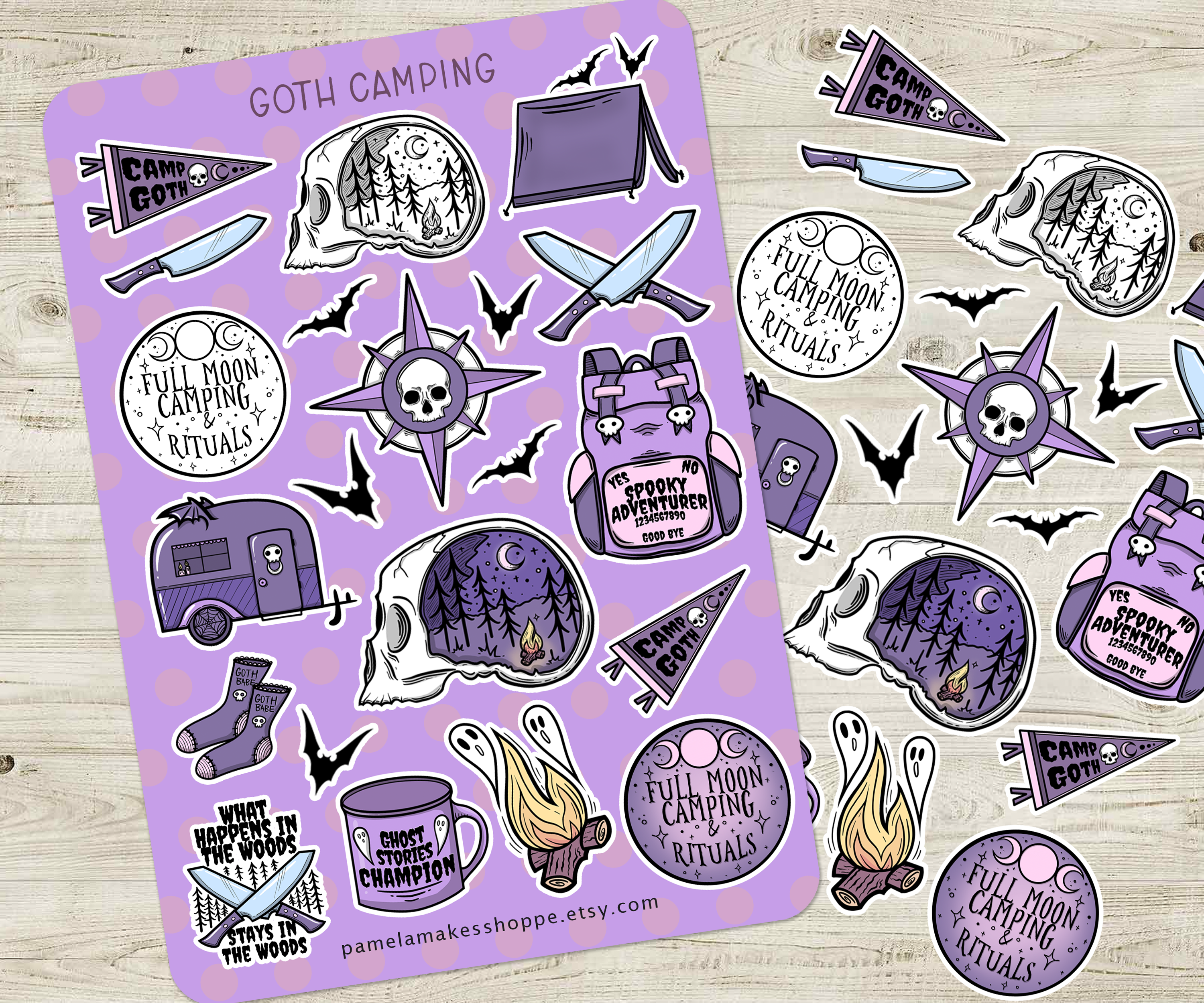 Sticker Sheet Goth Camping