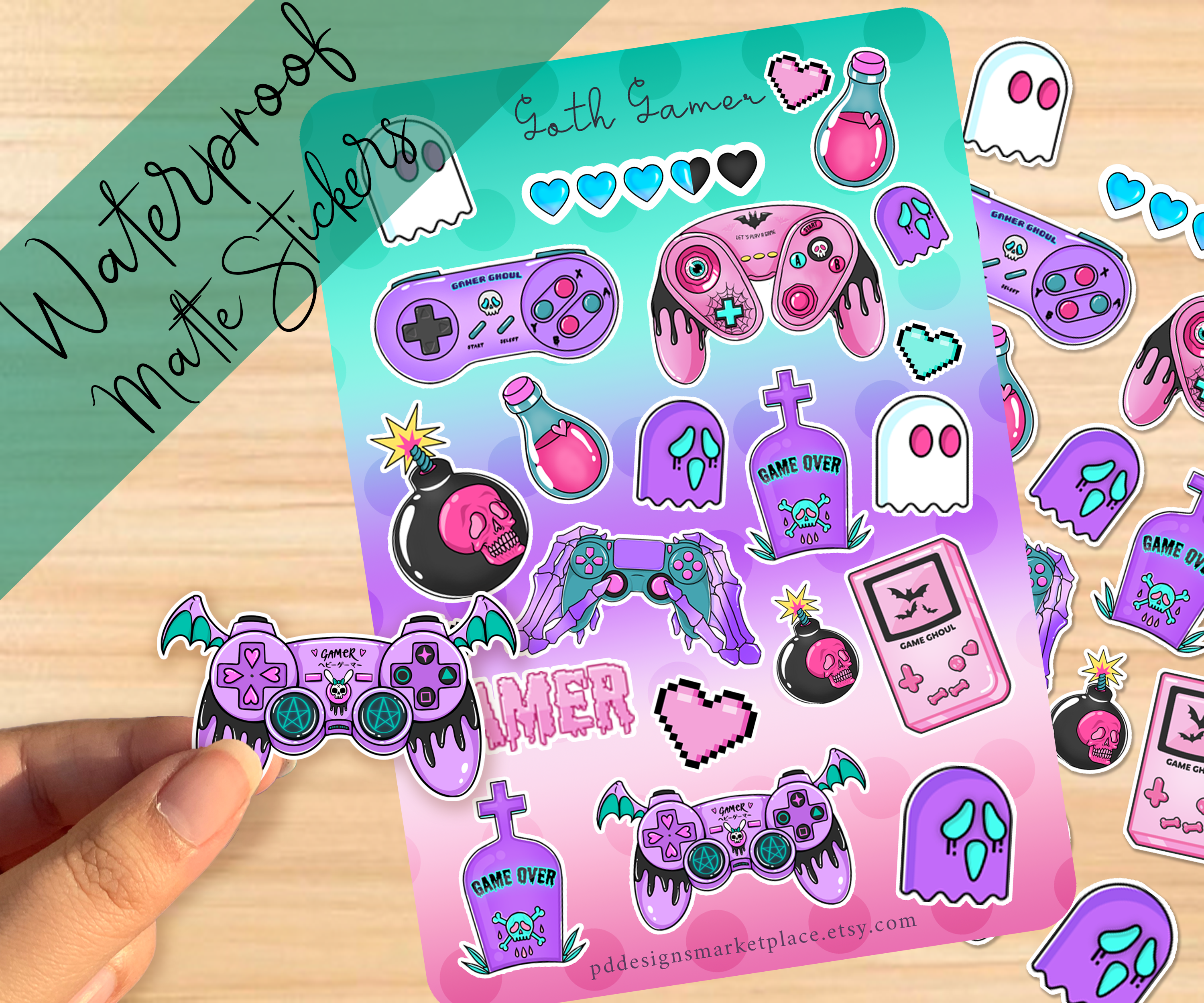 Sticker Sheet Goth Gamer