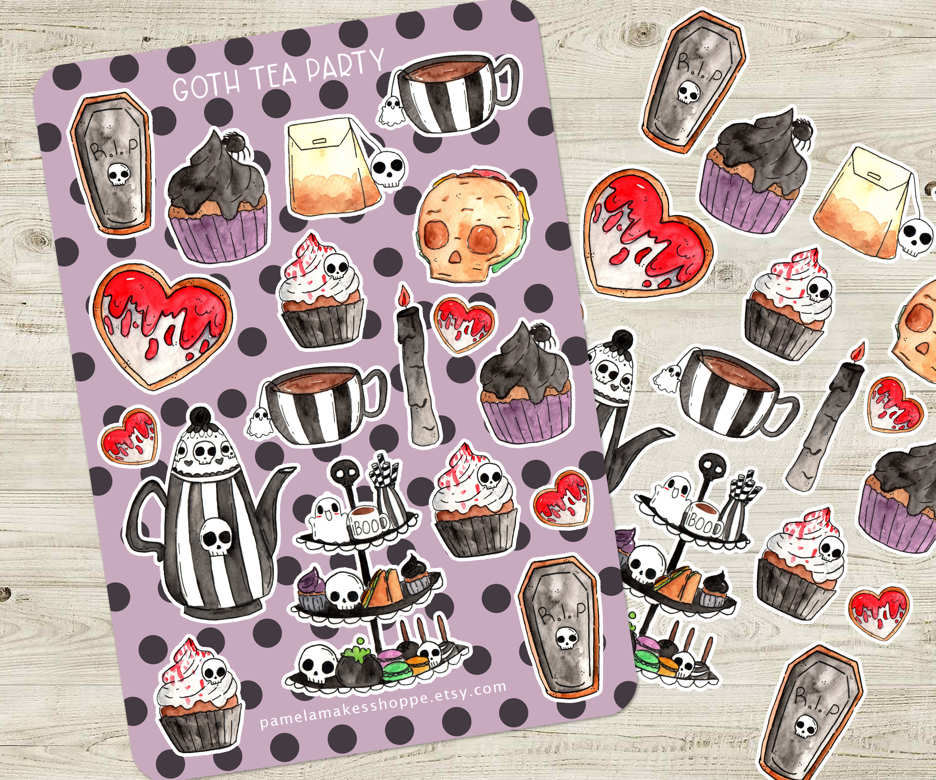 Sticker Sheet Goth Tea Party