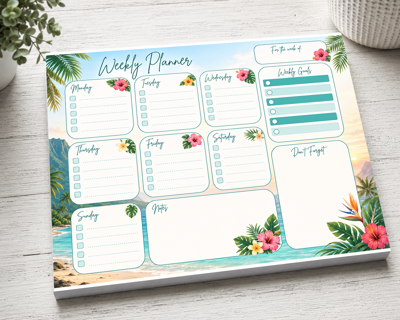 Maui Weekly Planner Notepad | 11x8.5