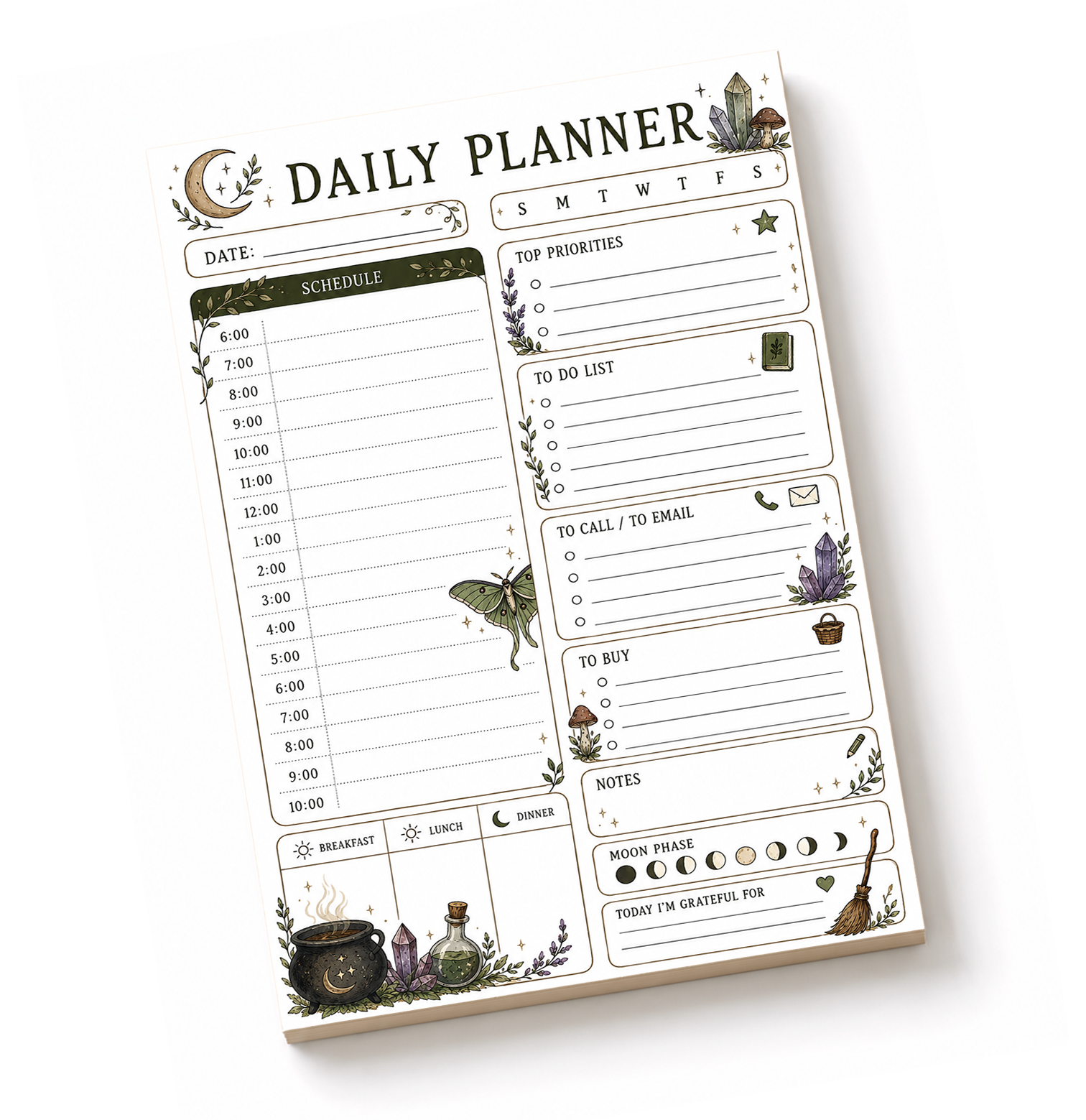 Nature Witch Daily Planner Pad | 5x8
