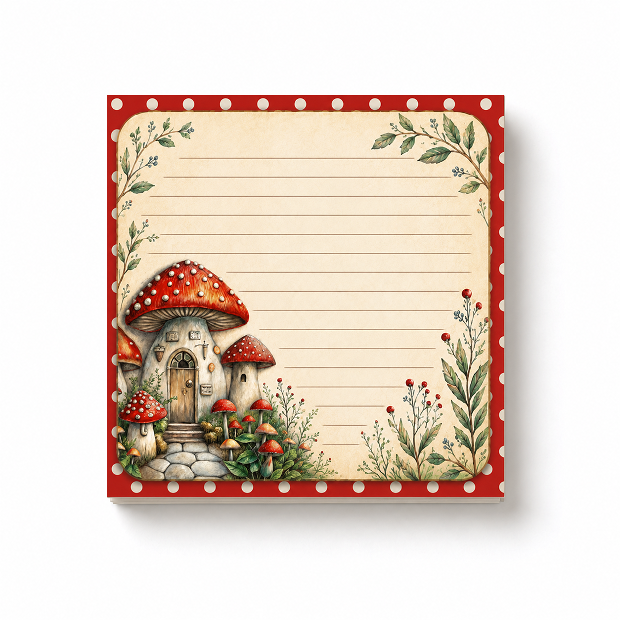 Woodland Mushroom Bordered Lined Notepad | 4x4