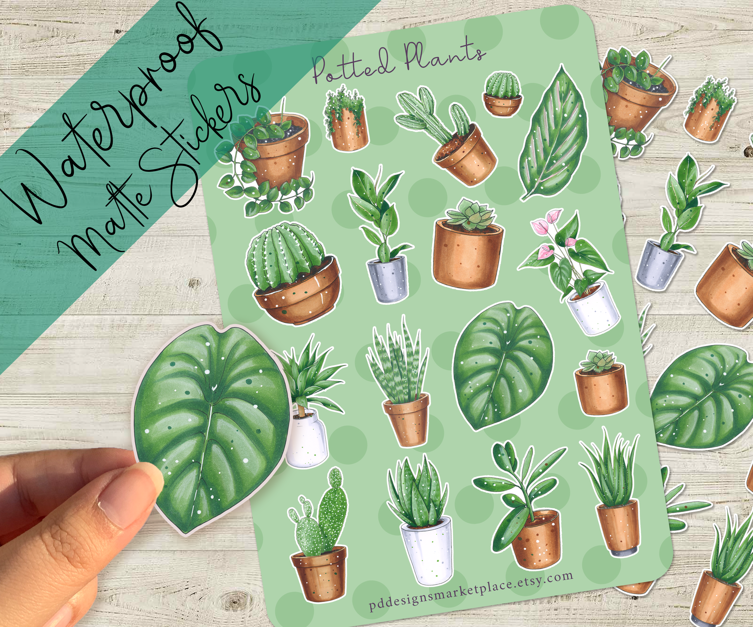 Potted Plants Green Sticker Sheet