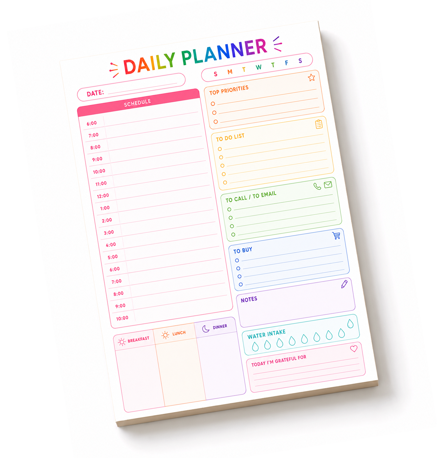 Rainbow Daily Planner Pad | 5x8