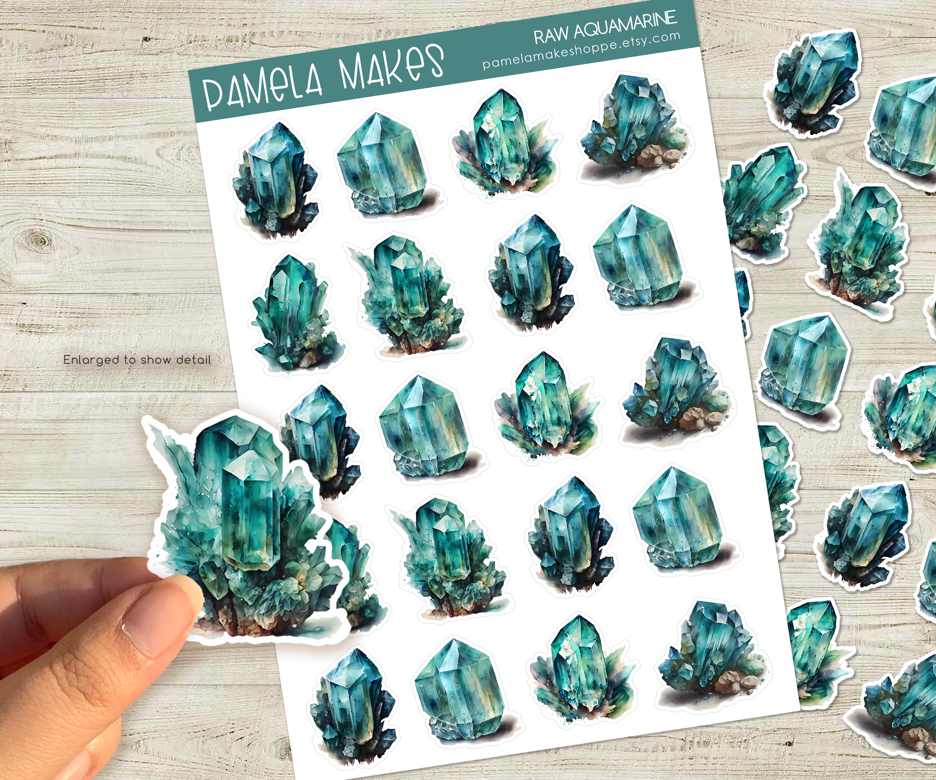 Crystals Raw Aquamarine  Sticker Sheet