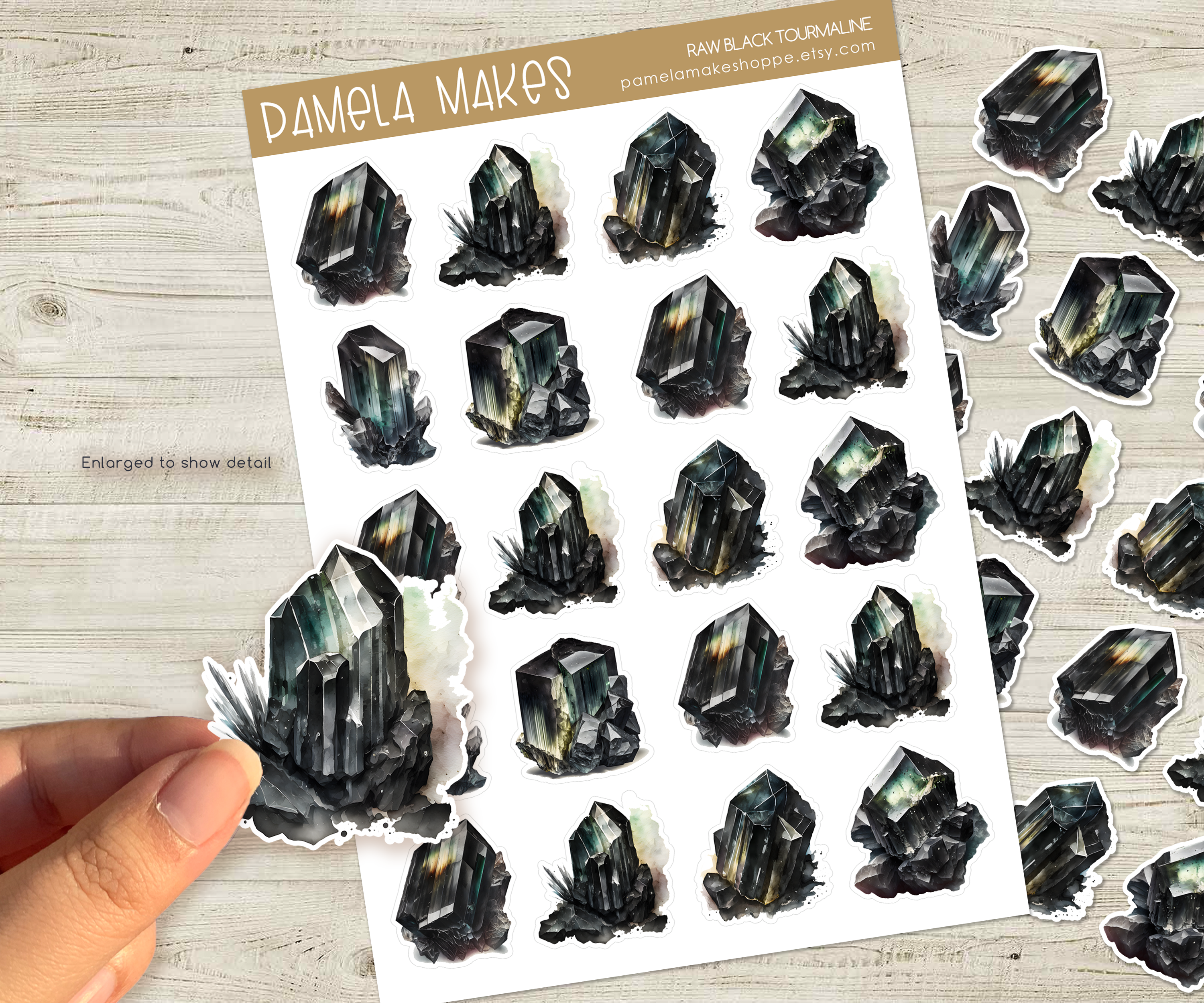 Crystals Raw Black Tourmaline  Sticker Sheet