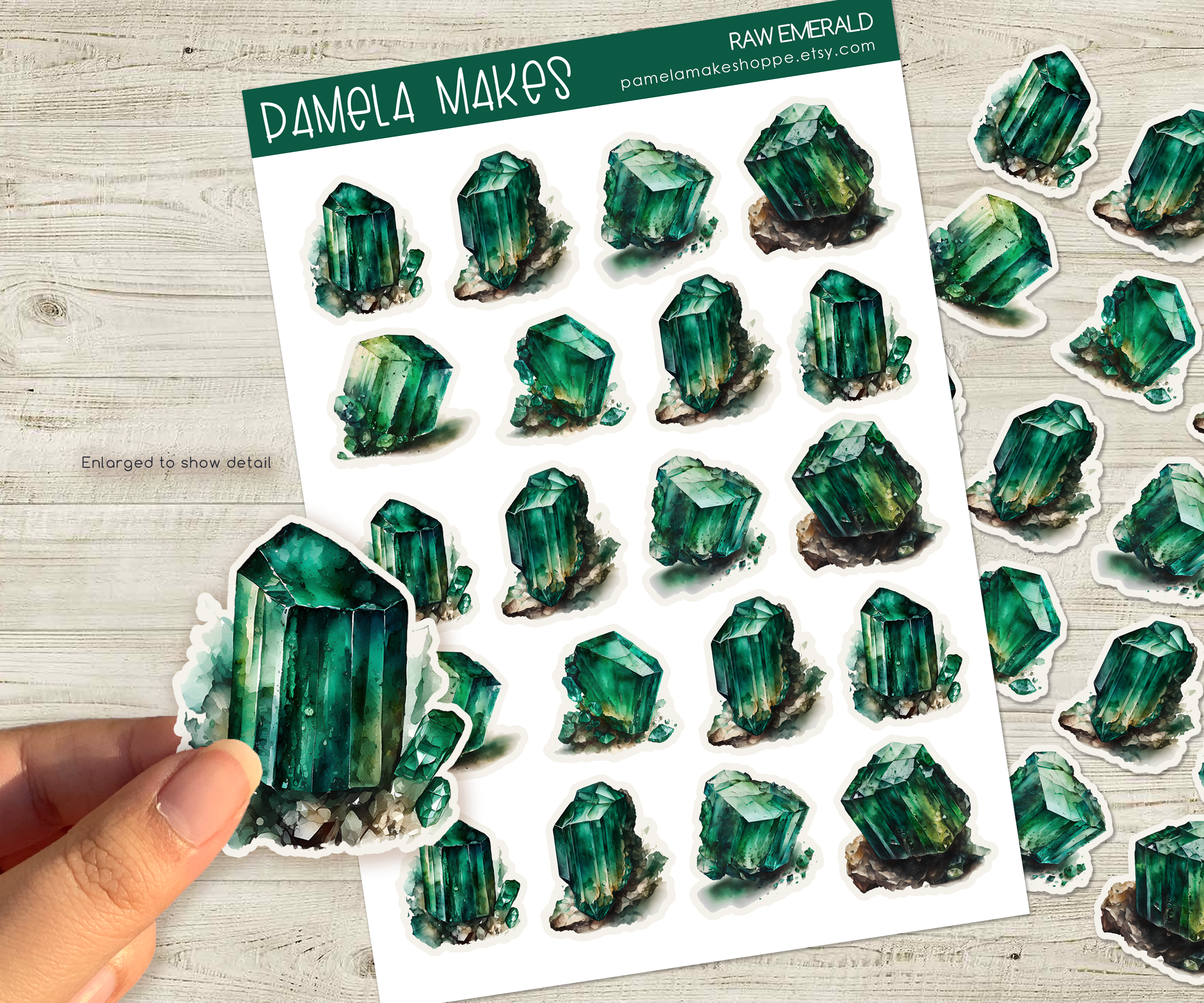 Crystals Raw Emerald Sticker Sheet