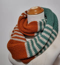Knit Infinity Scarf - Teal Stripe