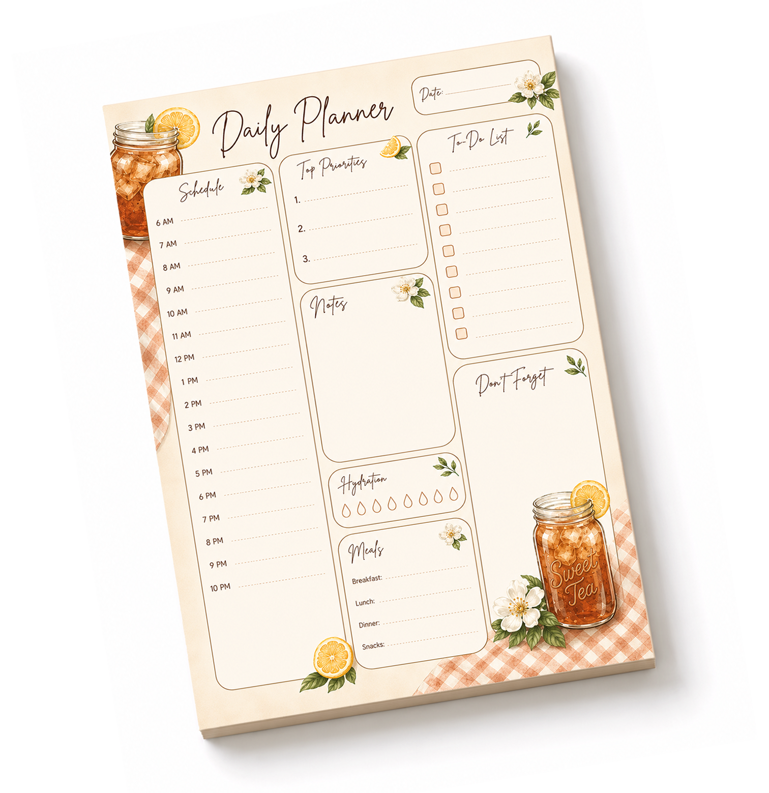 Sweet Tea Daily Planner Pad | 5x8