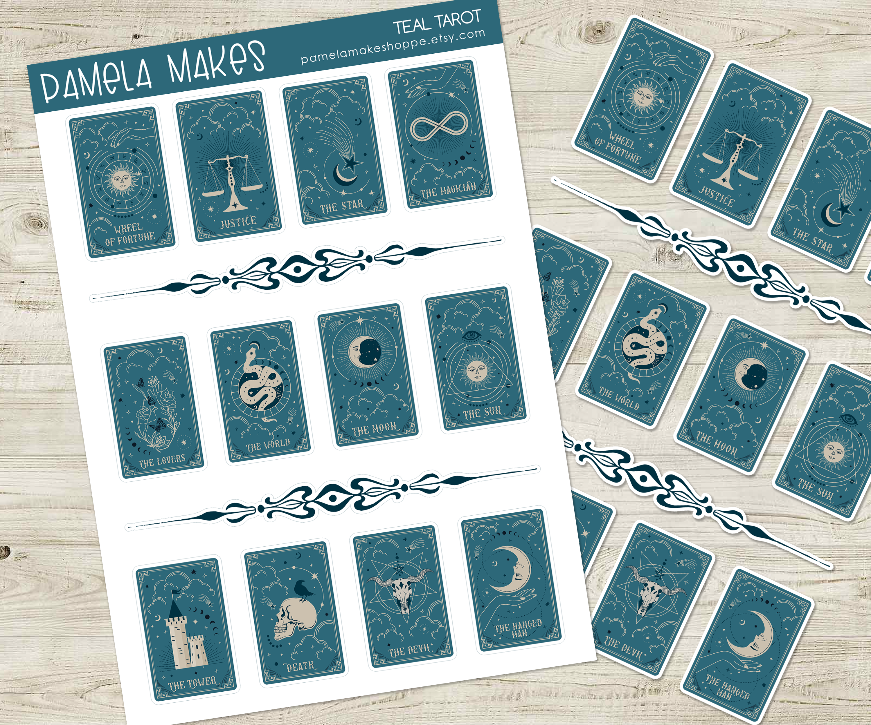 Tarot in Teal Sticker Sheet
