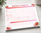 Strawberry  Work & Home Weekly Planner Notepad | 11x8.5